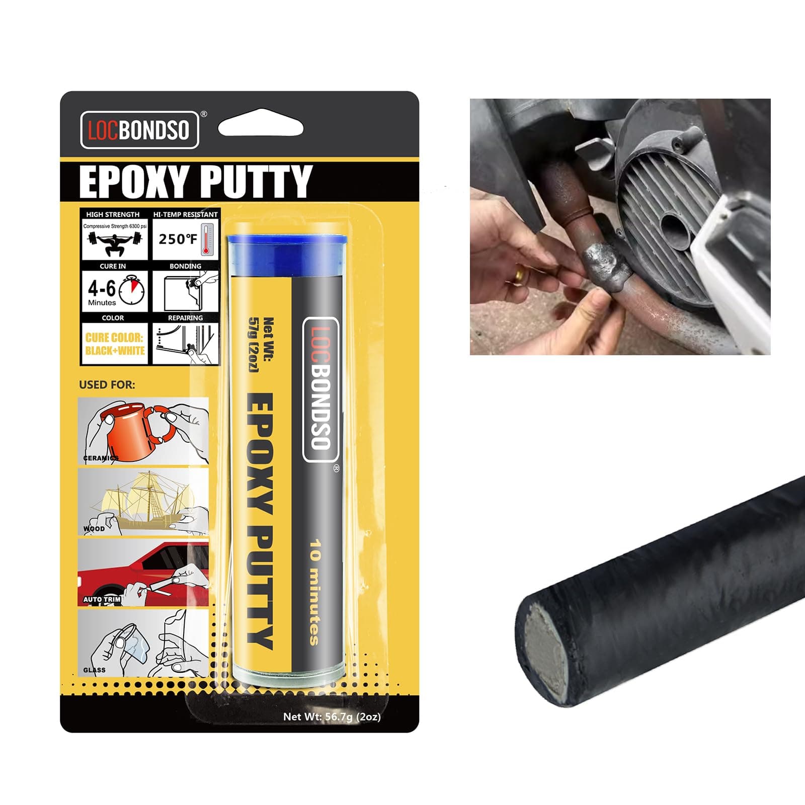 Epoxy Putty, Strong Bond Epoxy Putty Stick, Fast Setting | Waterproof & Heat Resistant, Easy Repair for All Purpose Metal, Plastic, Wood, Ceramics, Glass, Grey(2 oz.)