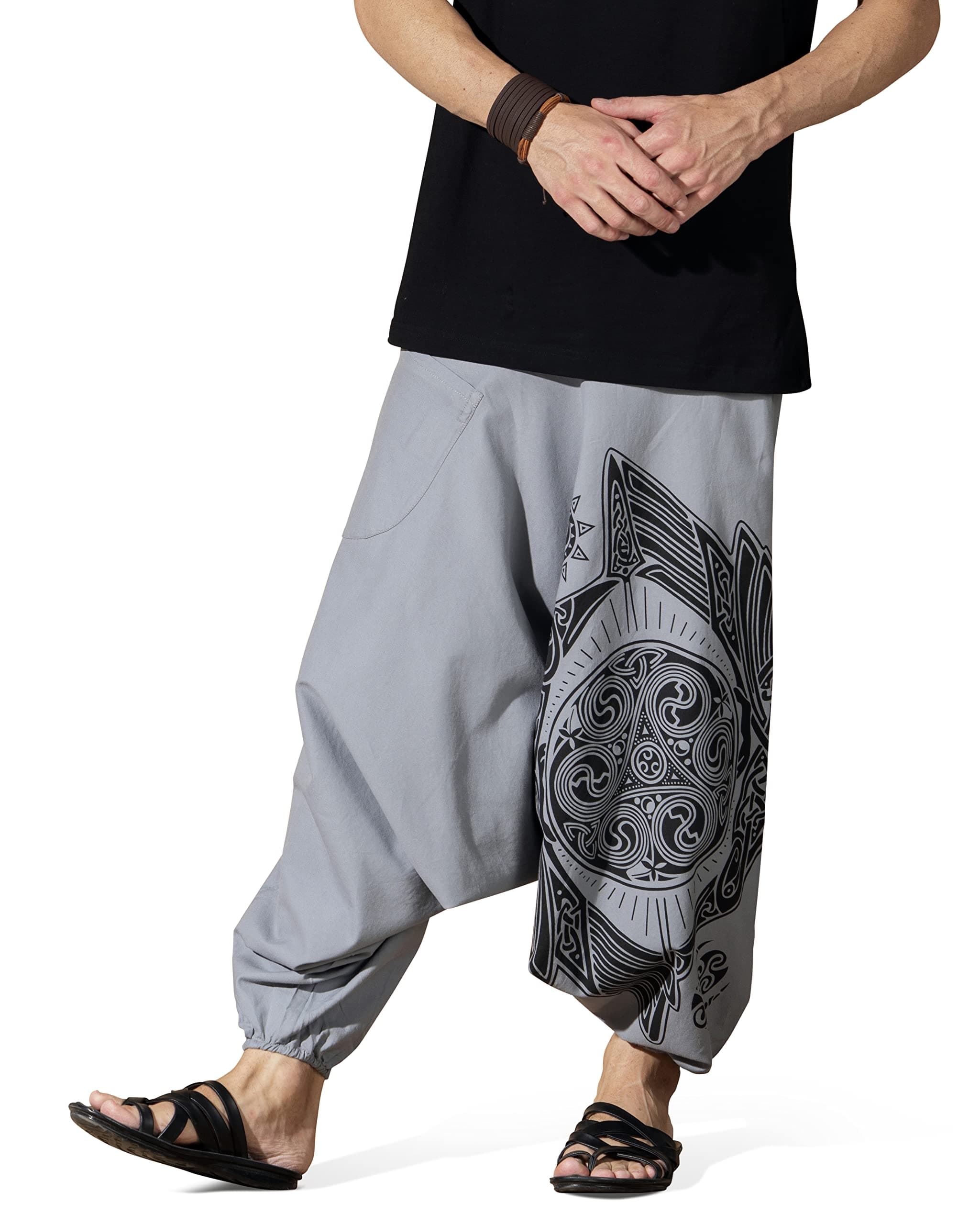 Boho Pants Elastic Ankle Harem for Men, Oversized Exercise Pajama Jogger Loose Boho Aladdin Pant