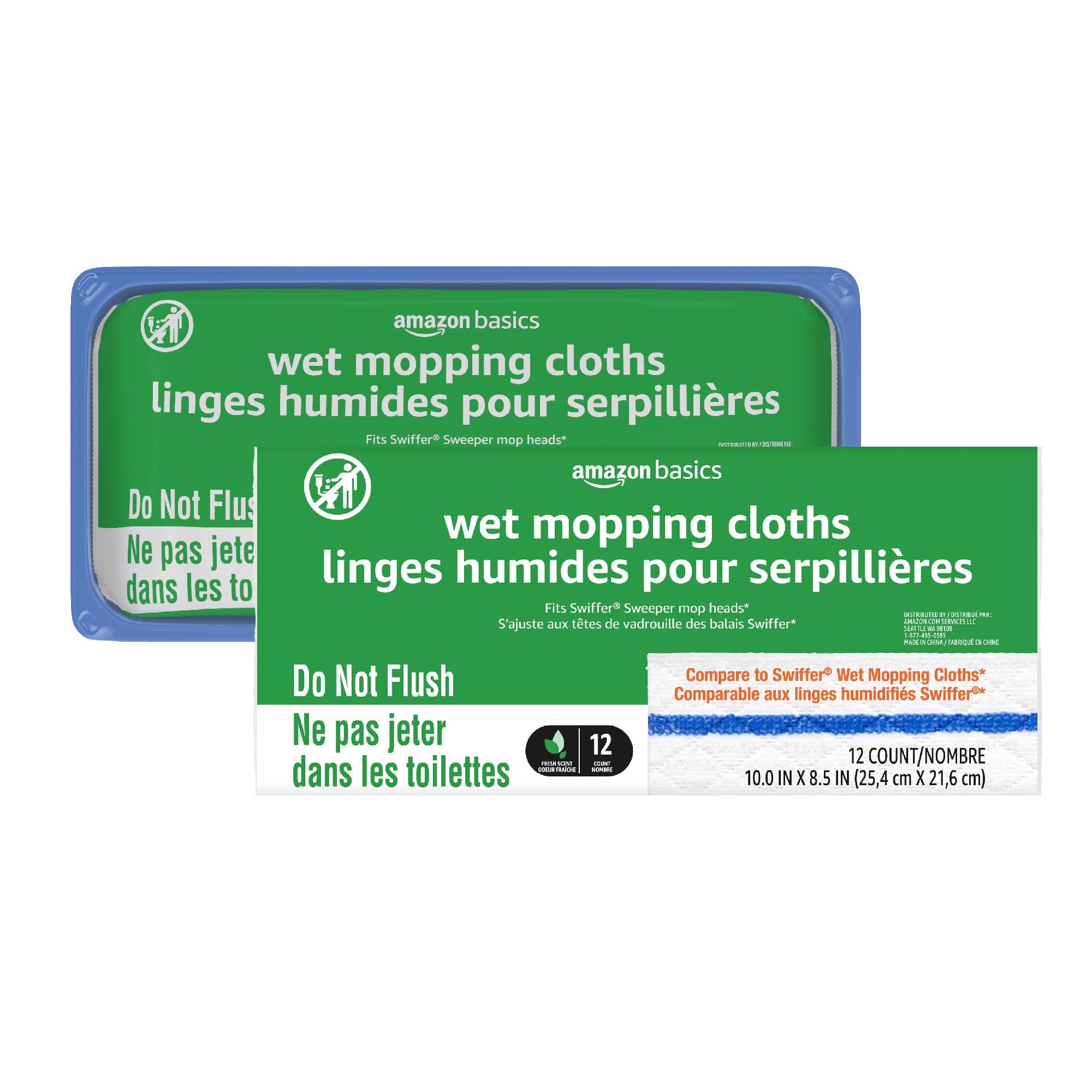 Wet Mopping Cloth Refills, 24 Count (2 Packs of 12), Fits Swiffer Sweeper Mop Heads