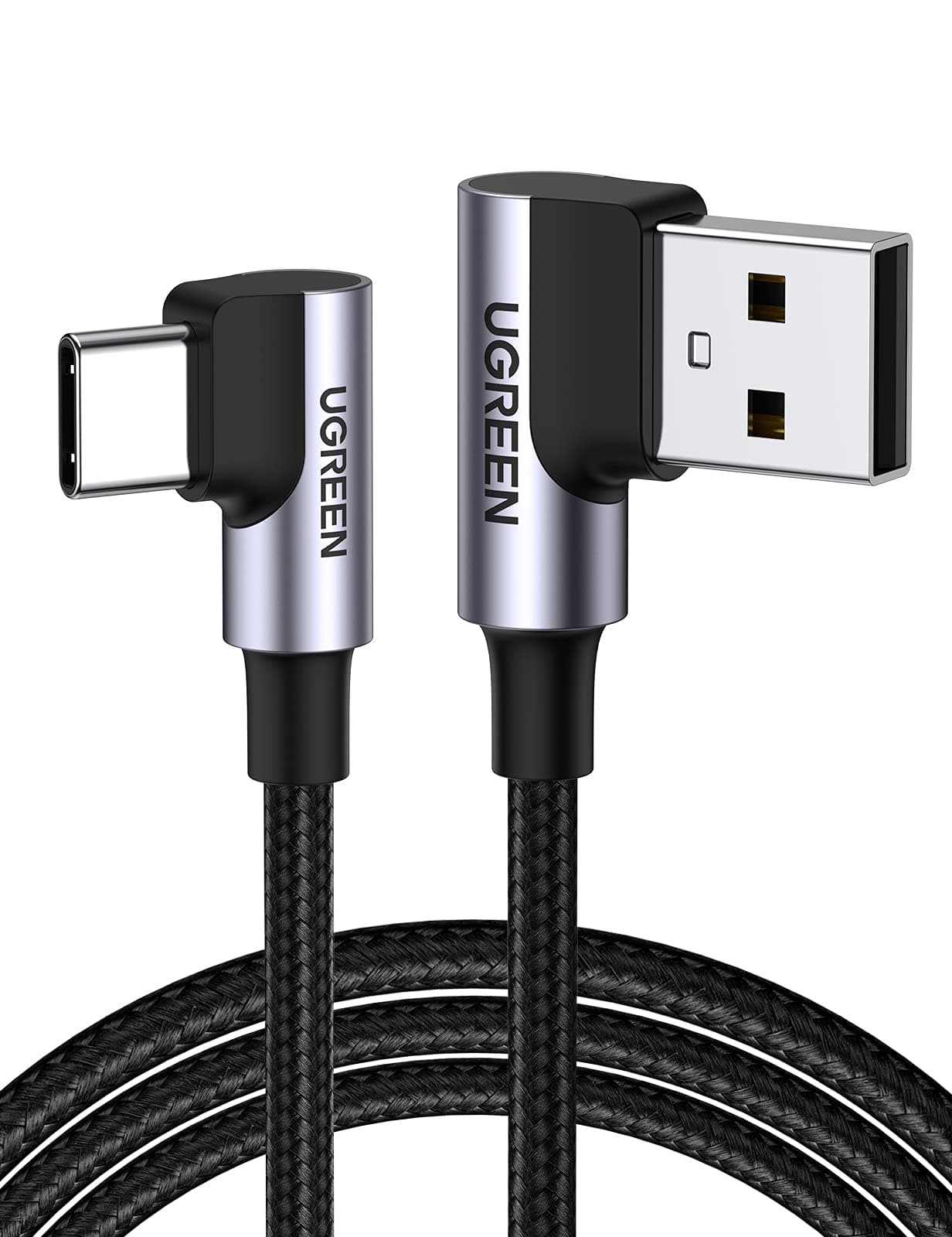 UGREEN USB C Cable 90 Degree Right Angle USB A to Type C Fast Charger for Samsung Galaxy S10 S9 Plus S8 Note 9 8 LG G7 V40 V20 V30 G6 G5 Nintendo Switch 2018 iPad Pro GoPro Hero 7 5 1.5ft