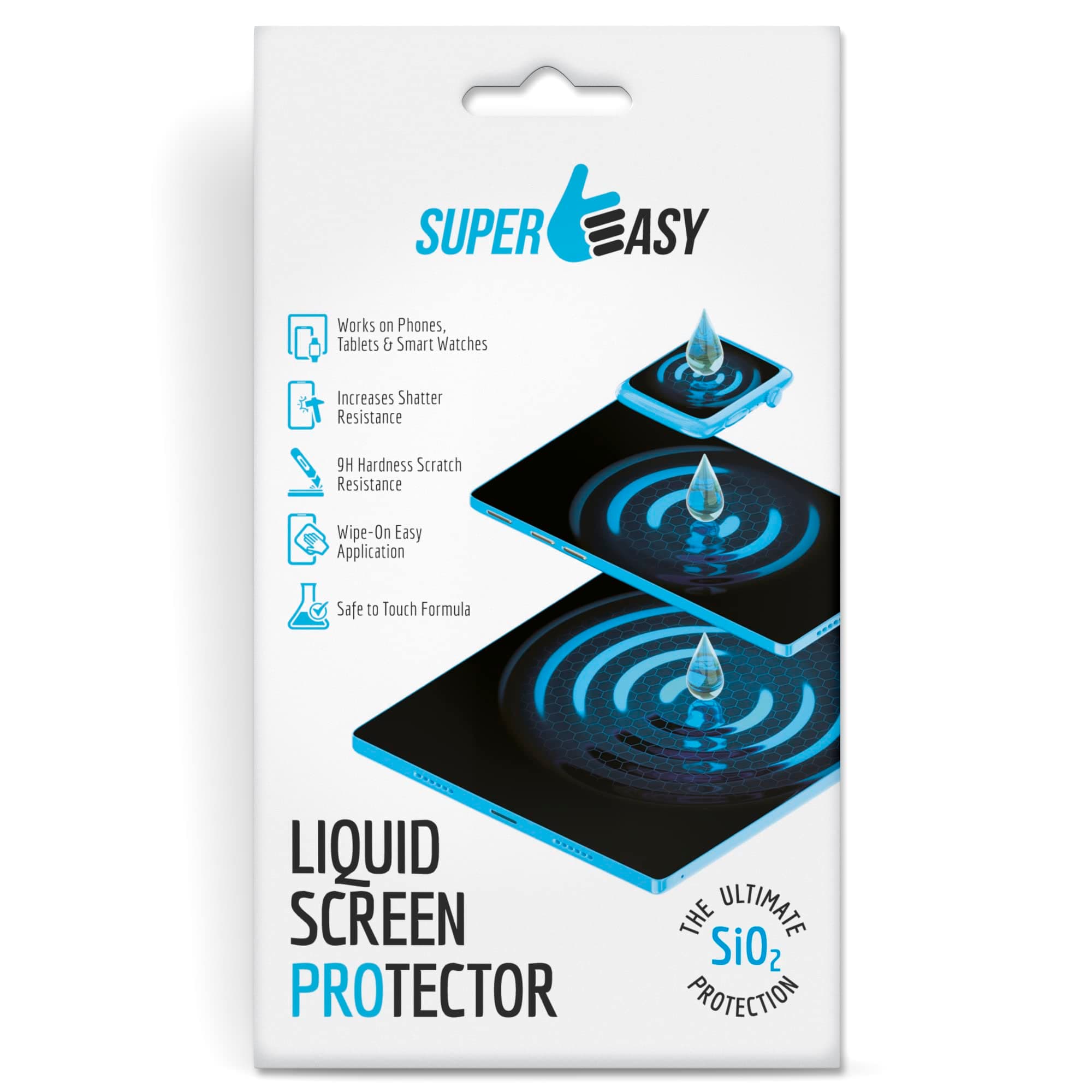 SUPER EASY Liquid Glass Screen Protector - Wipe On Scratch and Shatter Resistant Oleophobic Nano Protection for All Phones Tablets Smart Watches Universal