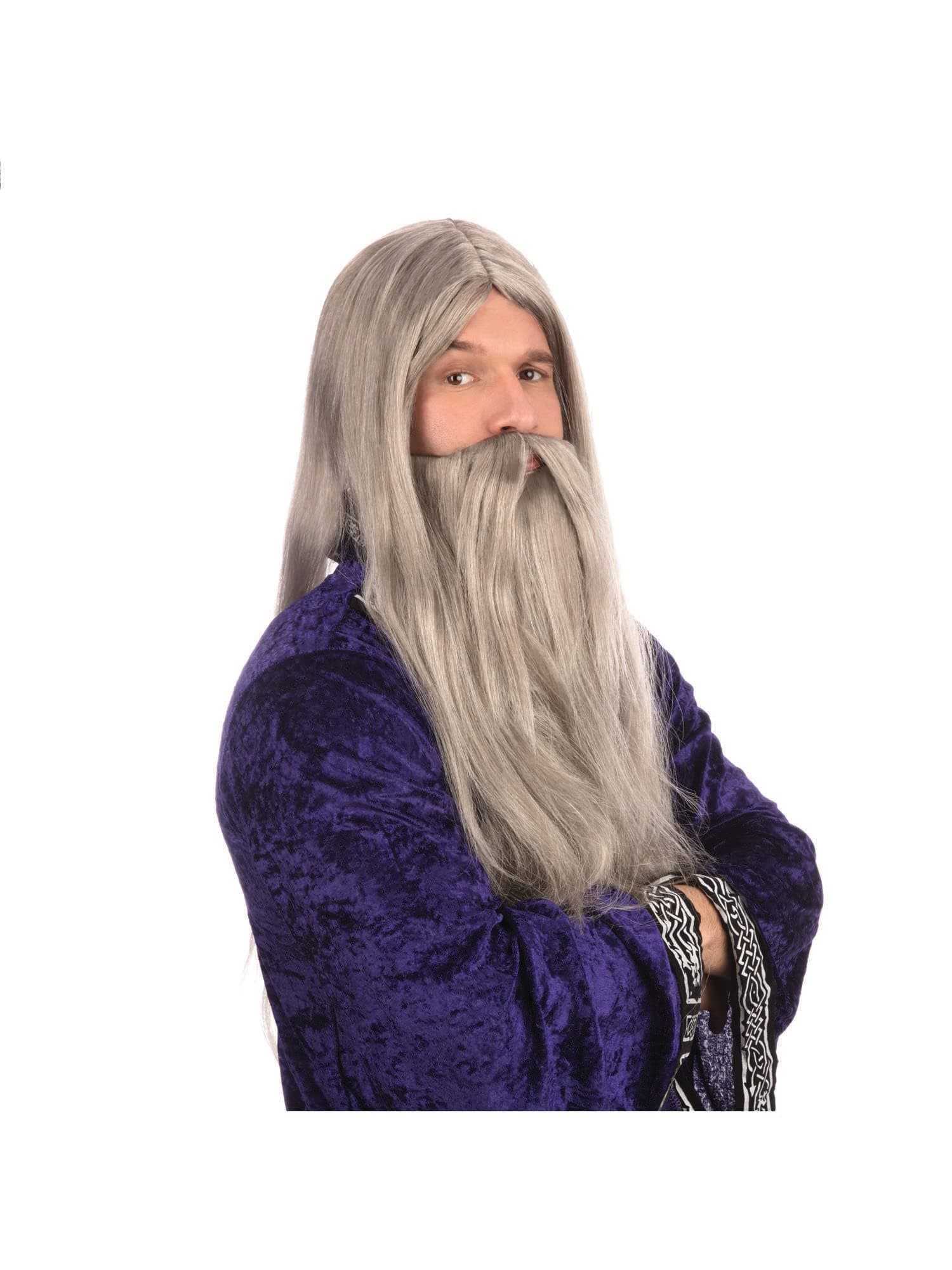 Wizard Wig And Long Beard Grey Halloween