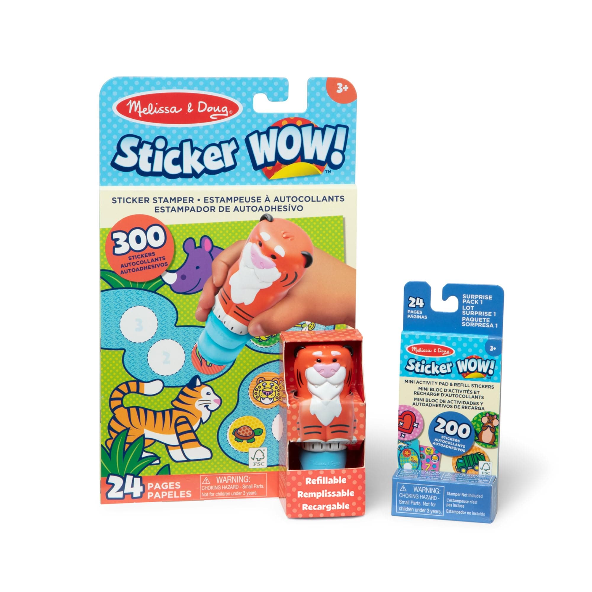 Sticker WOW! Tiger Bundle – Sticker Stamper, 24-Page Activity Pad, Mini Refill Pad & 200 Stickers – Mess-Free Creative Fun for Kids – Ages 3+ | MD50304