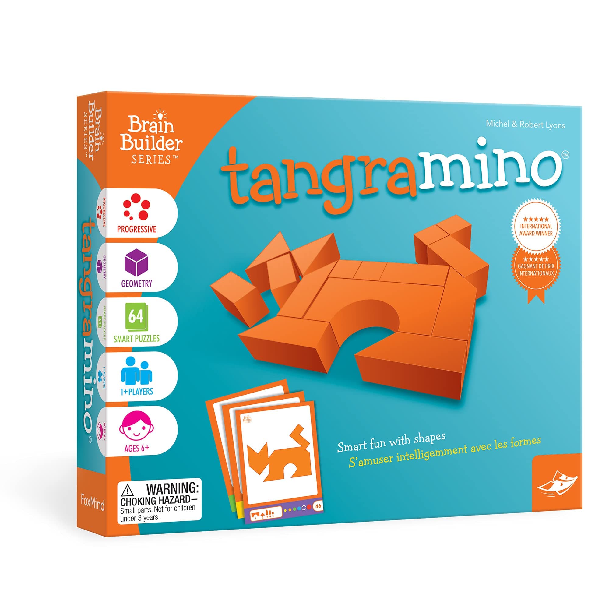 Games: Tangramino Spatial Logic and Visualization Game, Smart Fun with Shapes, 64 Smart Puzzles to Work Through, 6 Levels of Complexity, Develops STEM Skills, 1+ Players, for Ages 6 and up