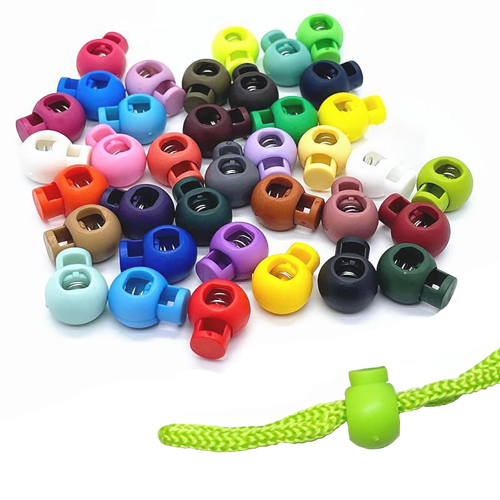Hysagtek Plastic Cord Locks for Drawstrings Shoelaces, 100 Pcs Adjustable Round Cord Stops for Paracord, Backpacks