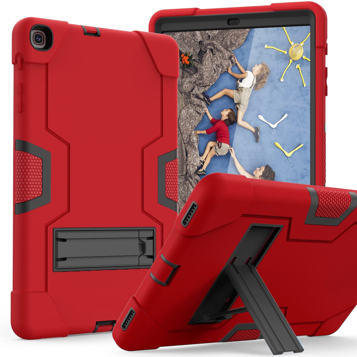 Cantis Galaxy Tab A 10.1 Case 2019 Model(SM-T510/T515),Slim Heavy Duty Shockproof Rugged Case High Impact Full Body Protective Case for Samsung Galaxy Tab A 10.1 Inch 2019 Release (red+Black)
