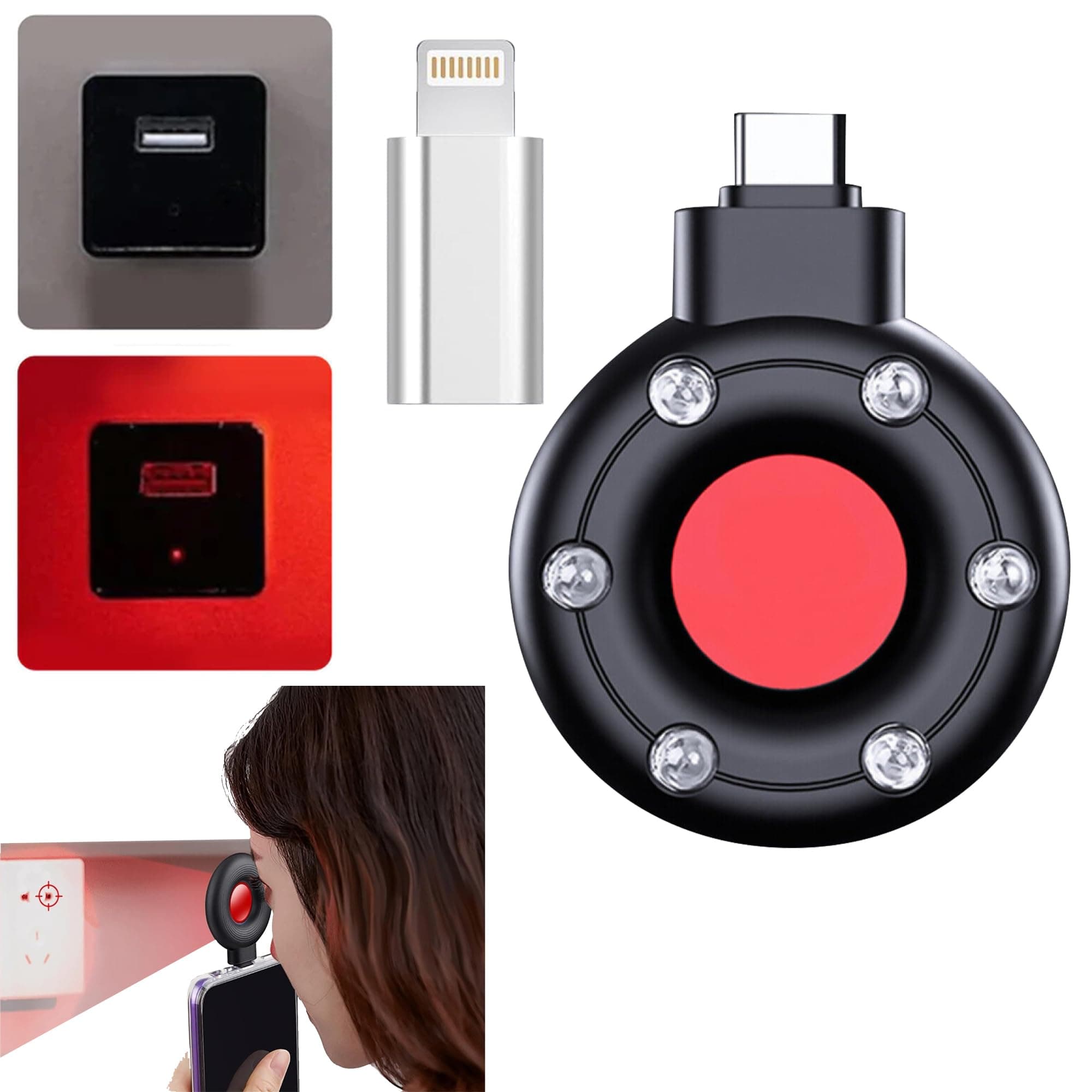 Hidden Camera Detector Device, Anti Spy Detector, Privacy Protector, Portable Wireless Bug Detector, Spy Finder Hidden Camera Detector, Security Camera Detector (for iOS Lightening Types)