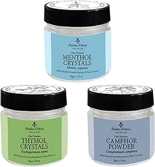 Premium Grade Thymol, Menthol,Camphor Combo Pack (Ajwain ka phool, Peppermint, Kapoor) I 100% Pure & Natural I Aromatherapeutic I Plant-Derived I Total 150 grams (50 grams x 3)