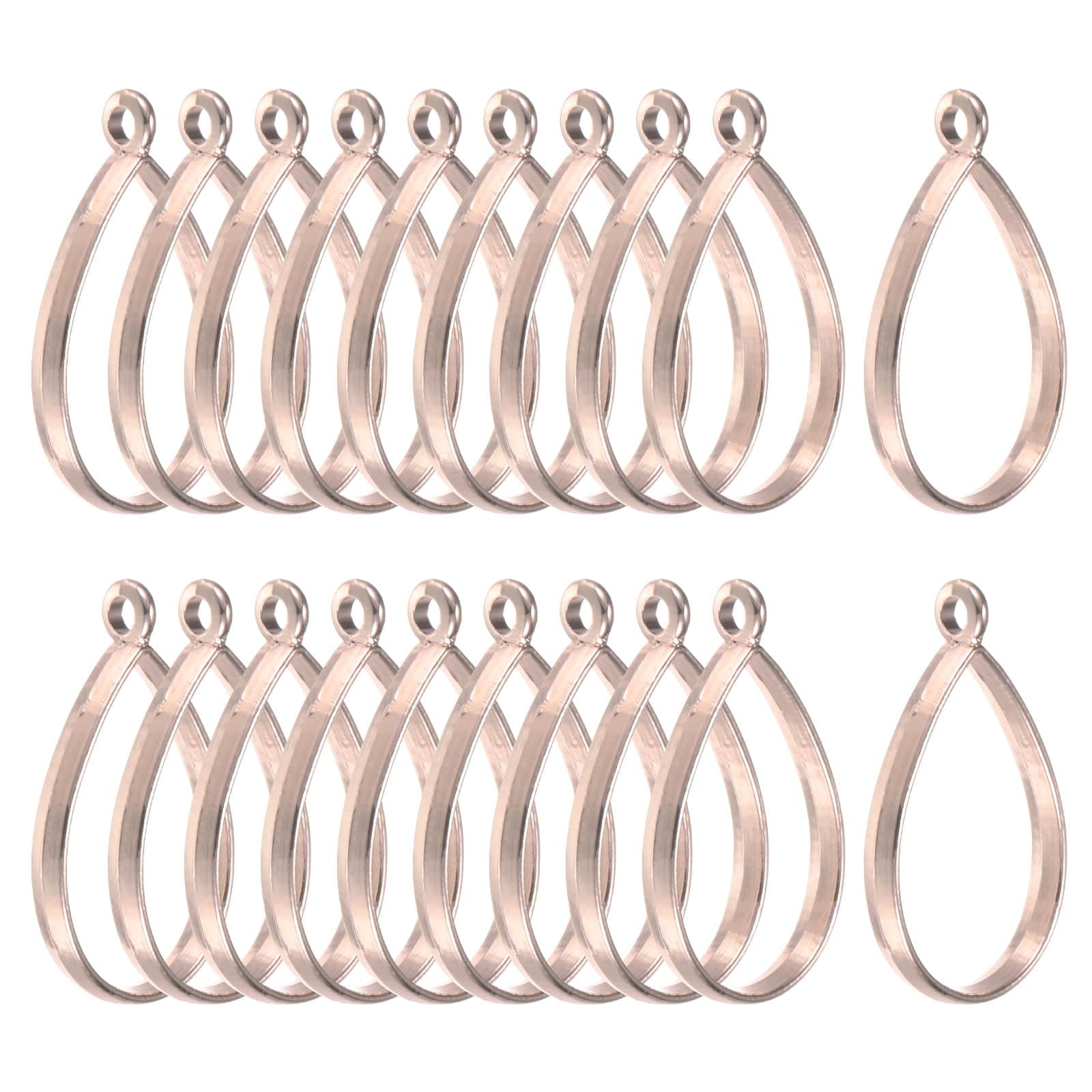 20-Pack Open Bezels for Resin, Teardrop Shape Open Back Bezel Pendants for Resin Jewelry Making/DIY Earrings Necklace, Alloy Hollow Frame Pendants [Rose Gold]