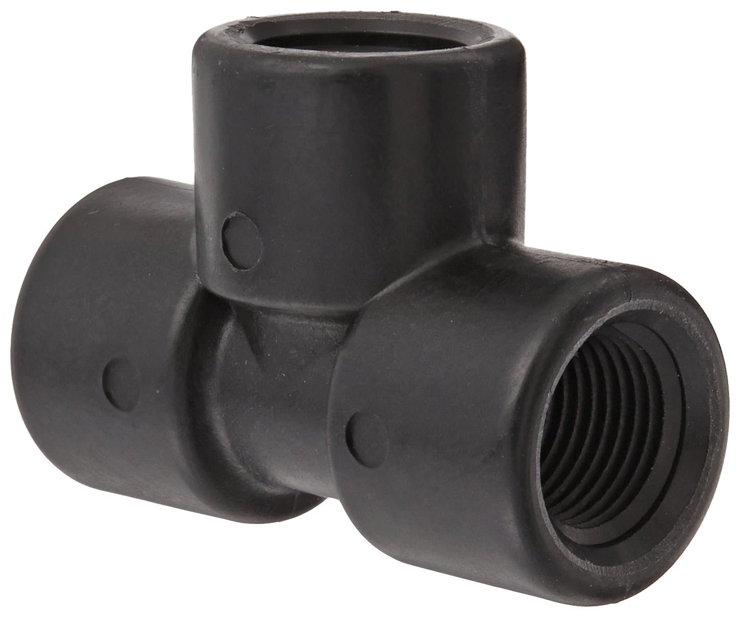 Banjo TEE050 Polypropylene Pipe Fitting, Tee, Schedule 80, 1/2" NPT Female,Black