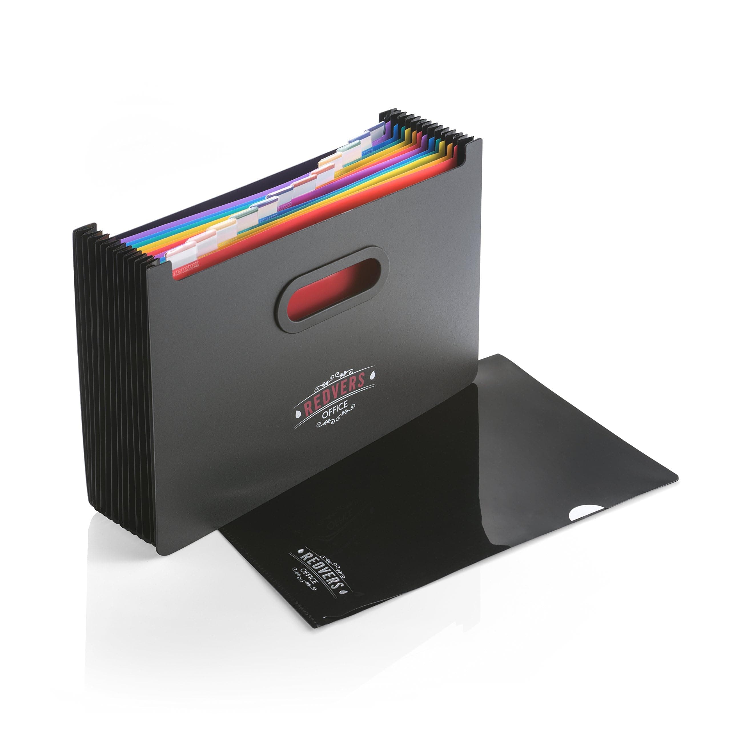 Redvers File Organiser – Strong, Plastic, Expanding Document Folder for A4 Files and Paper Storage w/ 13 Compartments - Home and Office Paperwork Filing – Black