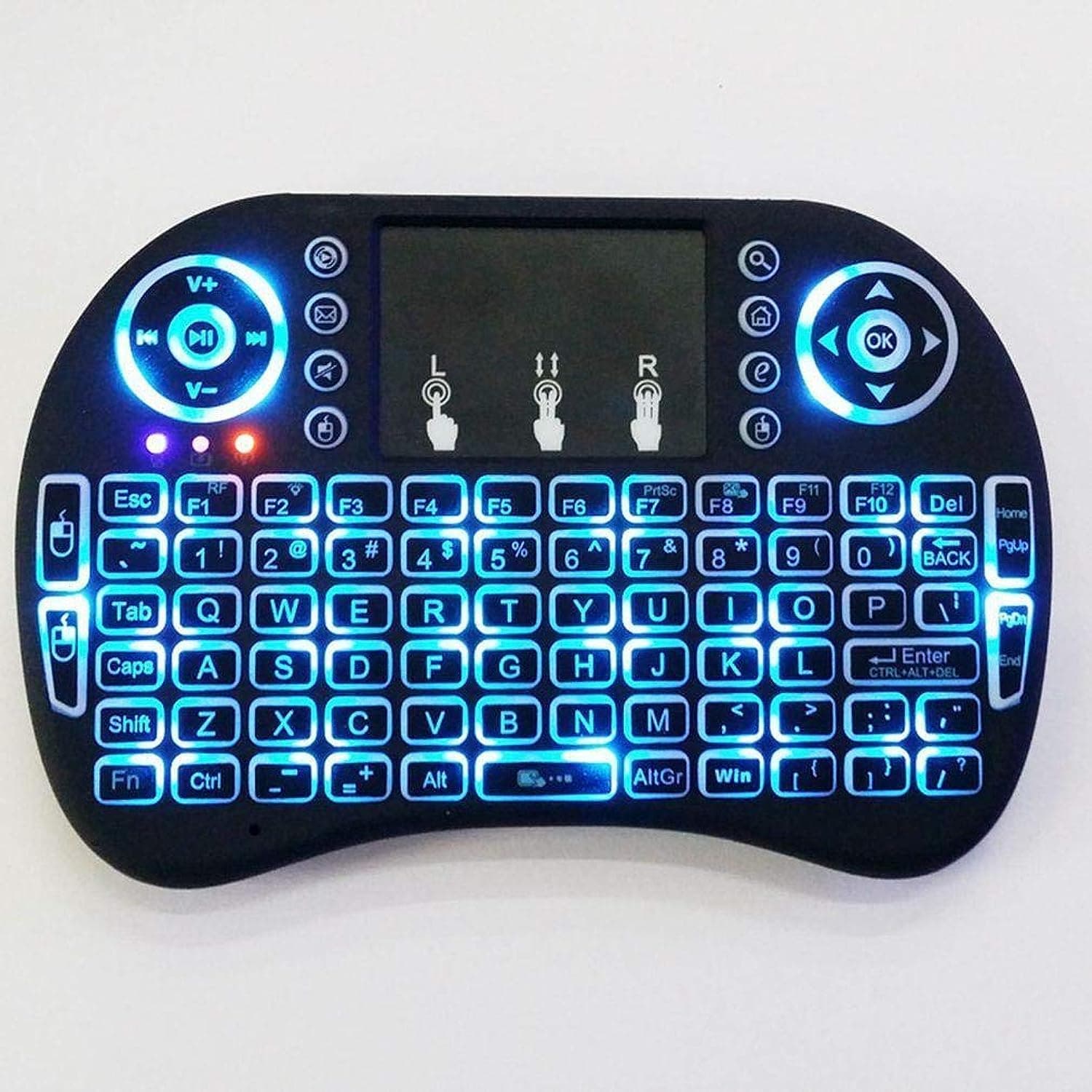 Mini 2.4G Backlit Wireless Touchpad Keyboard Air Mouse For Windows PC, Android TV Box, Black, L