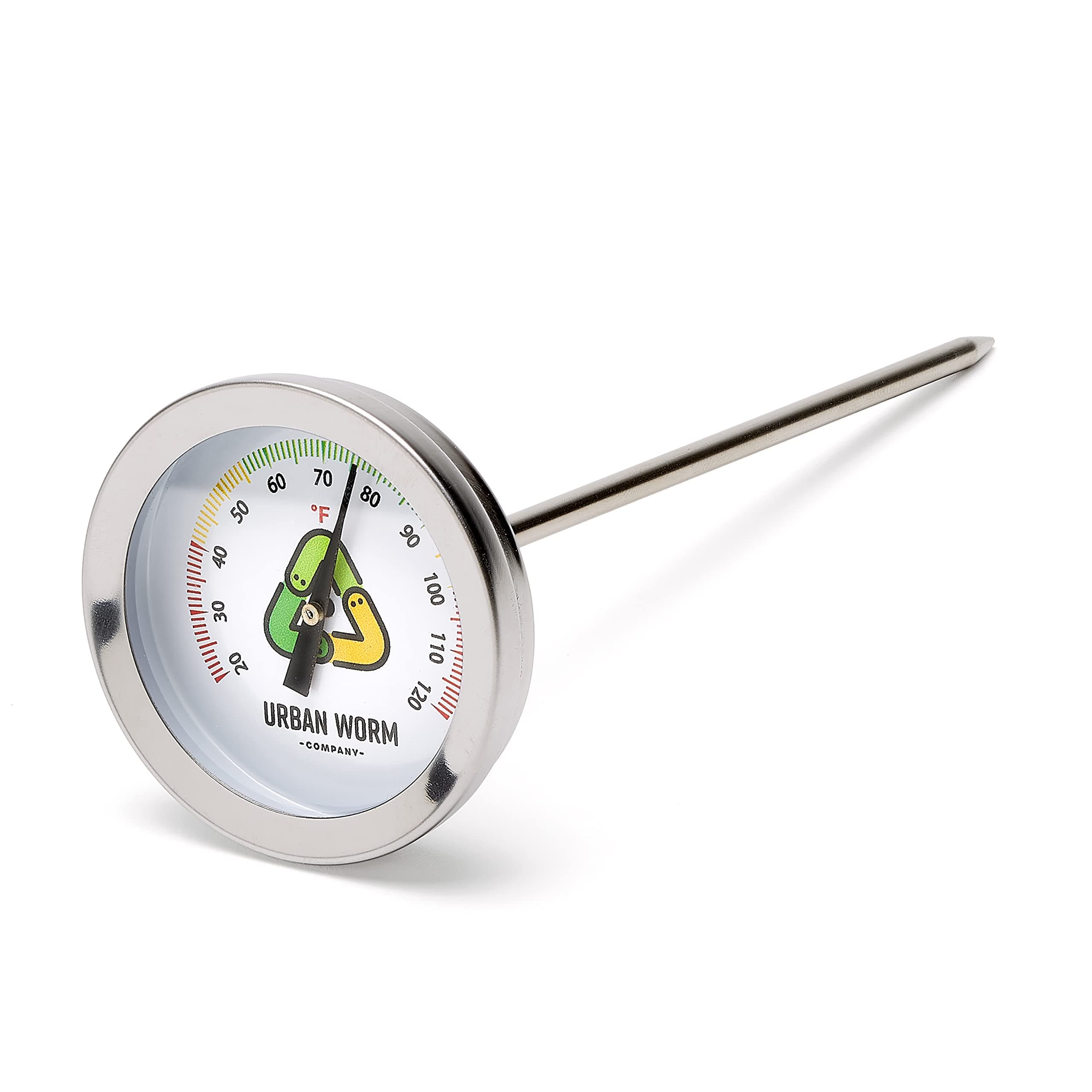 - Soil Thermometer - 5-in Stainless Steel Stem - Perfect for Gardening & Worm Bin