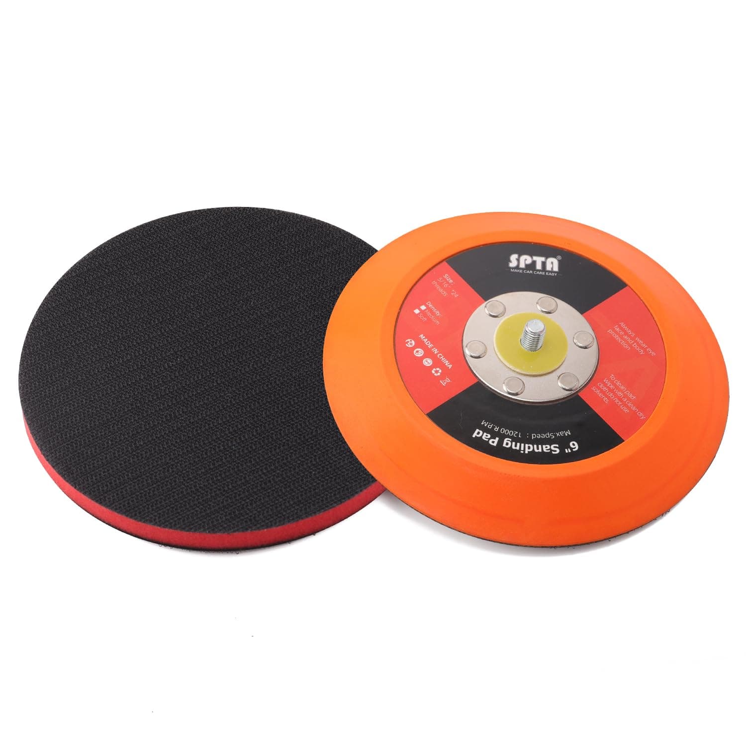 6"(150mm) Backing Pad Hook and Loop Backing Plate 5/16"-24 Thread DA Air Random Orbital Sander/Polisher Backing Pad with 6" Interface Cushion Pad for Sanding Finishing Polishing Buffing