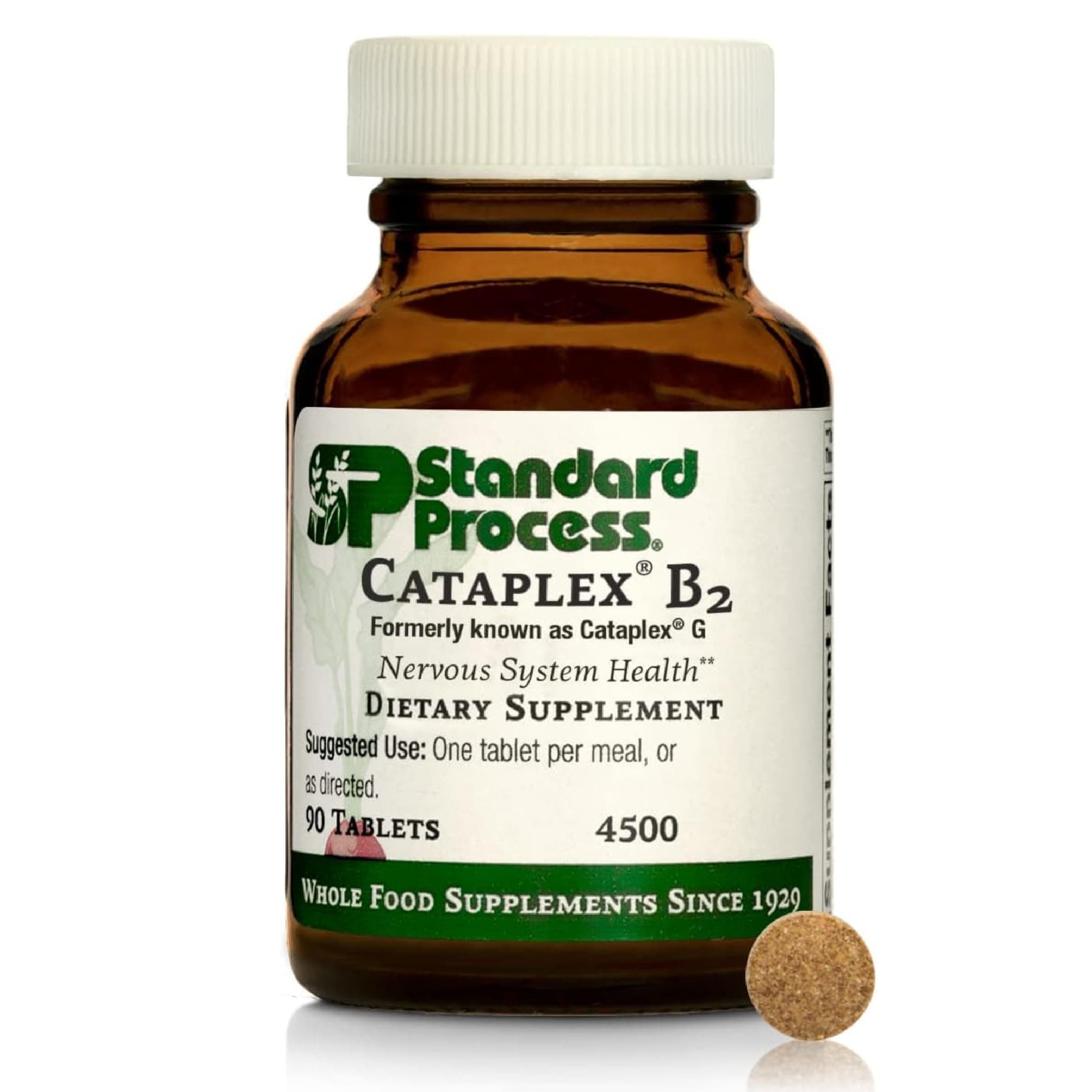 Standard Process Cataplex B2 - Support Nervous System, Brain & Nerve Health - Excellent Source of Vitamin B2 & B6 - Non-Dairy & Non-Soy - 90 Tablets (90 Servings)