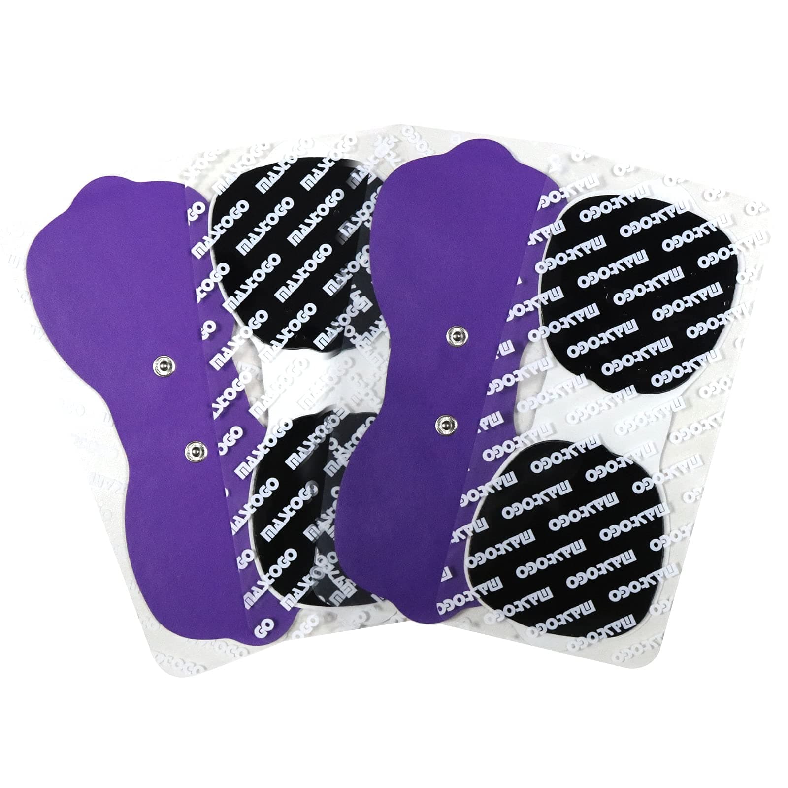 Tens Unit Wireless Electrode Pads, Replacement Electrode Pads with Standard 3.5mm Snap-on Connectors (4PCS/Set) (Purple)