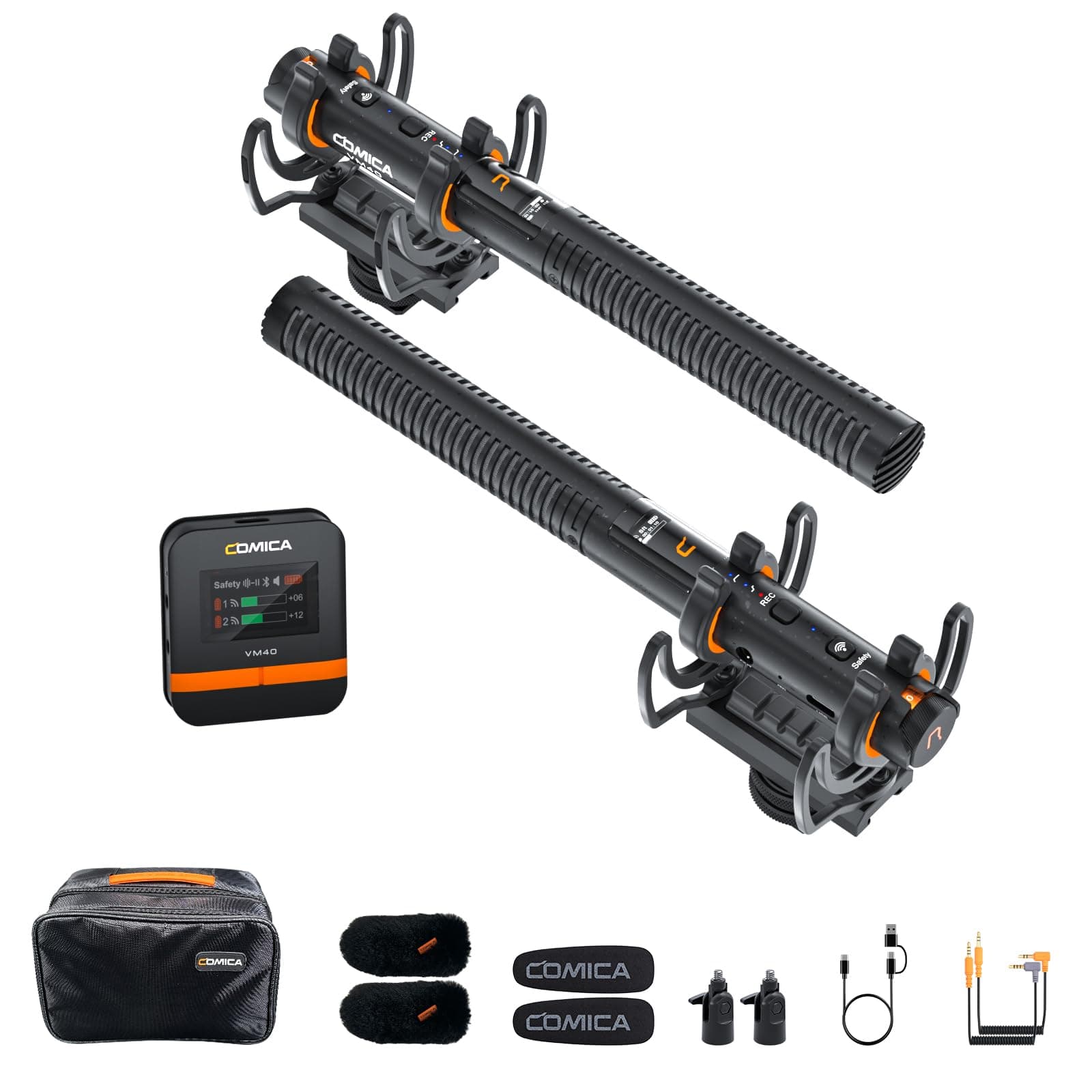 VM40 Wireless Shotgun Microphone Transmitter, 32GB Memory, 32-Bit Float Recording, 200M Range, Super Cardioid, Low Cut Filter, Directional Microphone for Filmmakers, Interviews, Reporters,