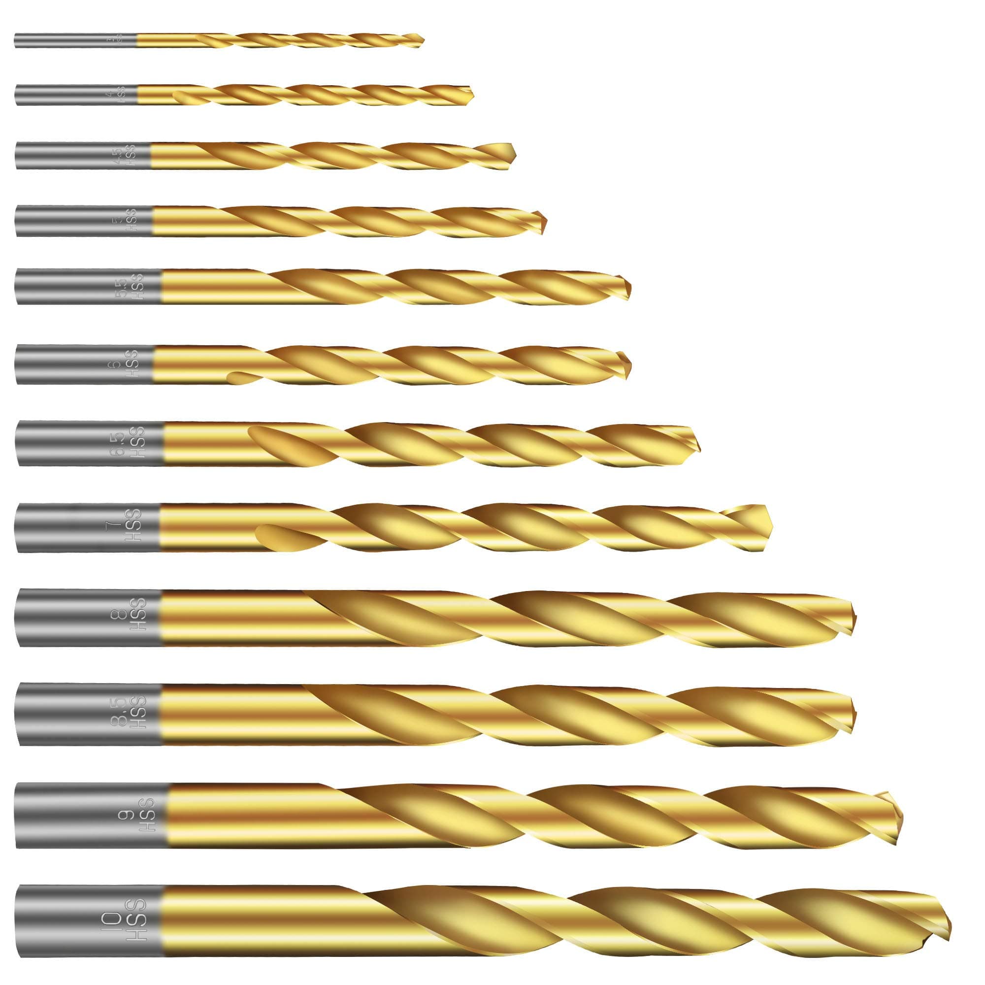 Twist Drill Bit Set(12PCS), Werkzeug Titanium Drill Bit Set General Purpose High-Speed Steel, Metal Drill Bits Set for Wood, Plastic, Metal, Aluminum Alloy etc (1/8" - 25/64")