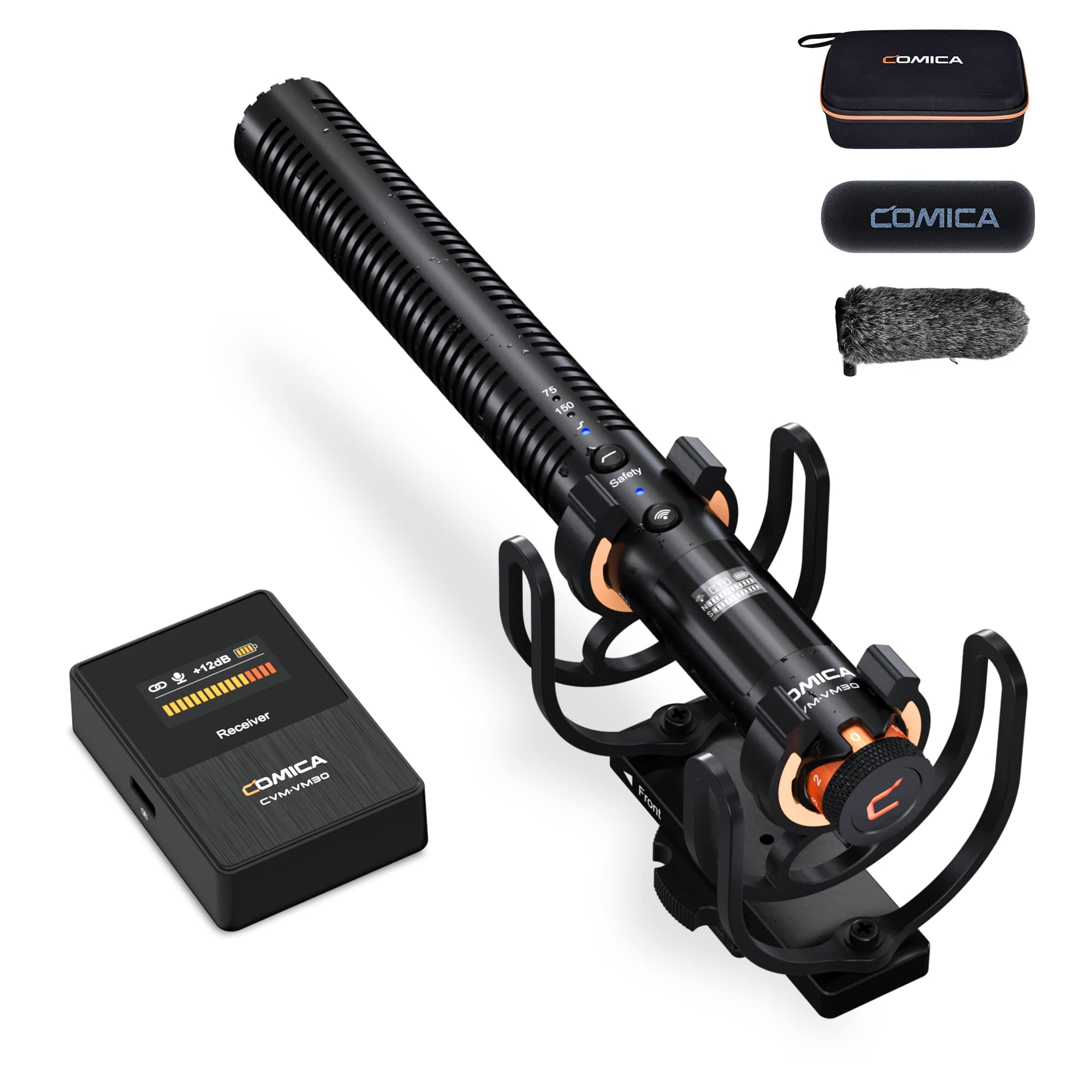 VM30 Shotgun Microphone with Wireless Modes, USB C Digital Output, 75/150Hz, Super-Cardioid Universal Camera Microphone for Filmmakers, Vloggers - Wireless Mic for Camera, Smartphone, and PC
