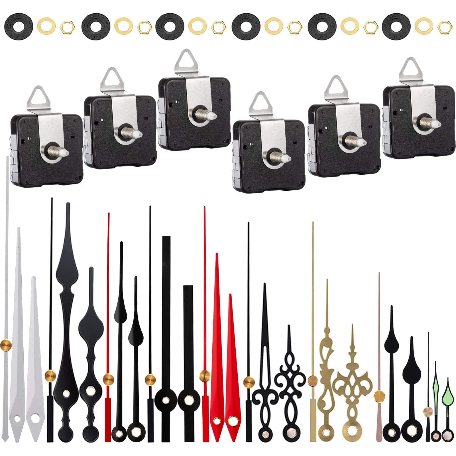 6 pcs clock motors and 9 pack hands