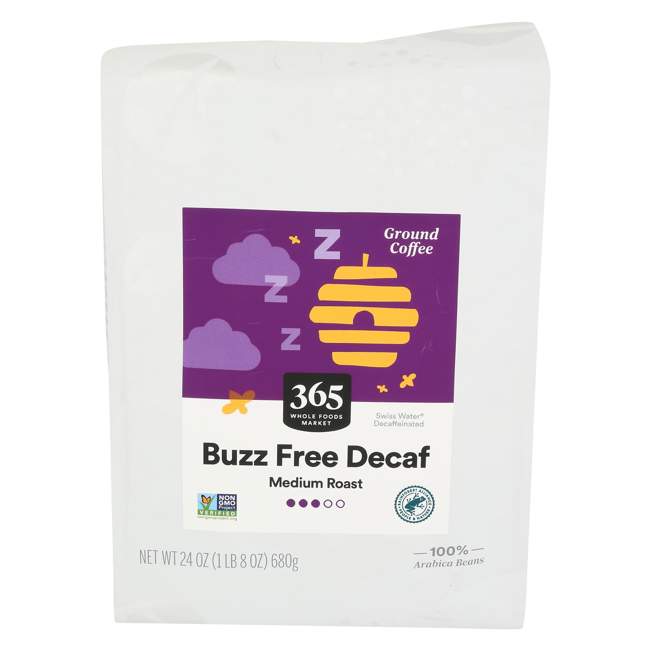 365 by Whole Foods Market, Buzz Free Decaf Ground Coffee, Medium Roast, 24 Ounce