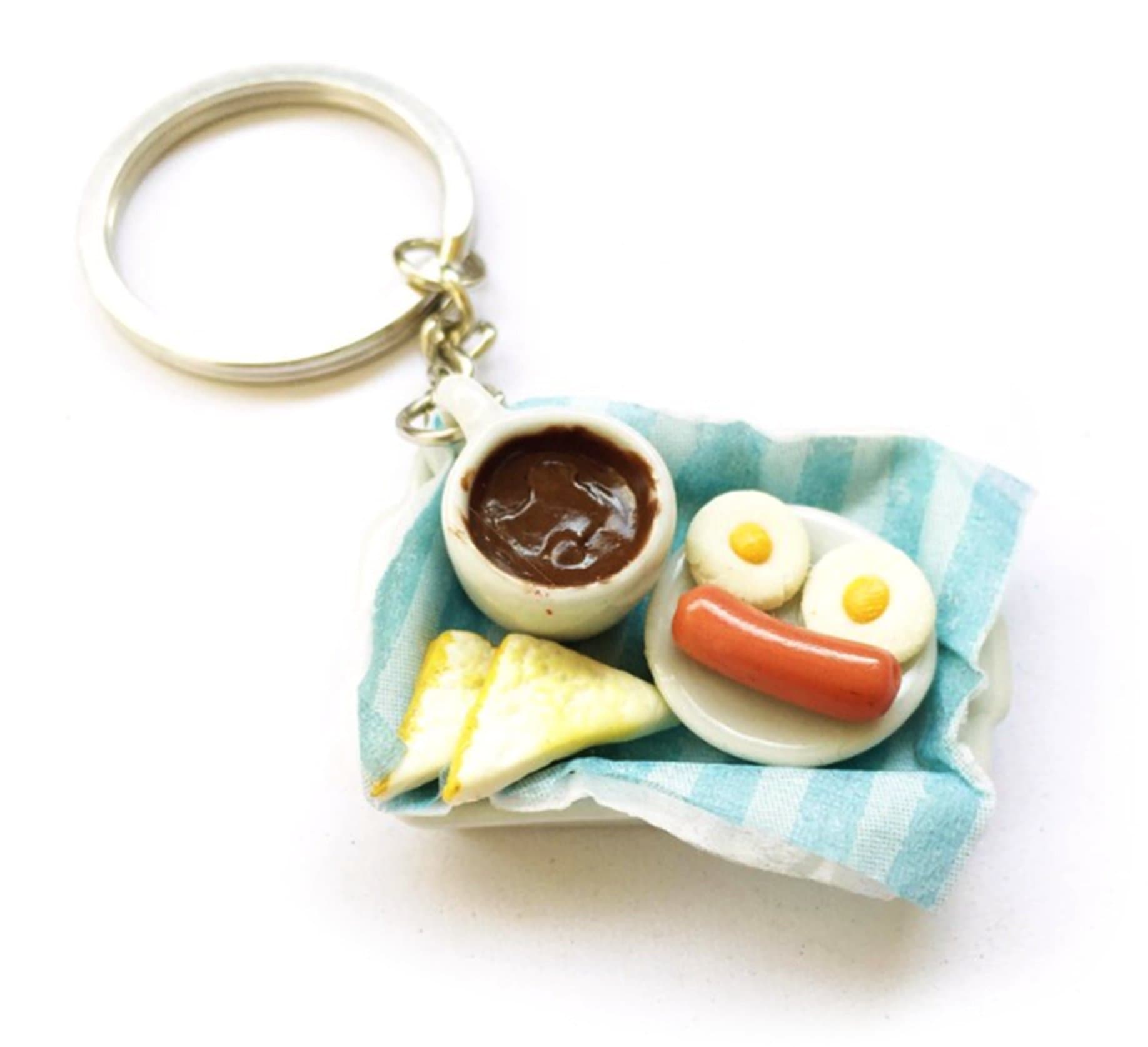 Breakfast and Coffee Polymer Clay Key Chain