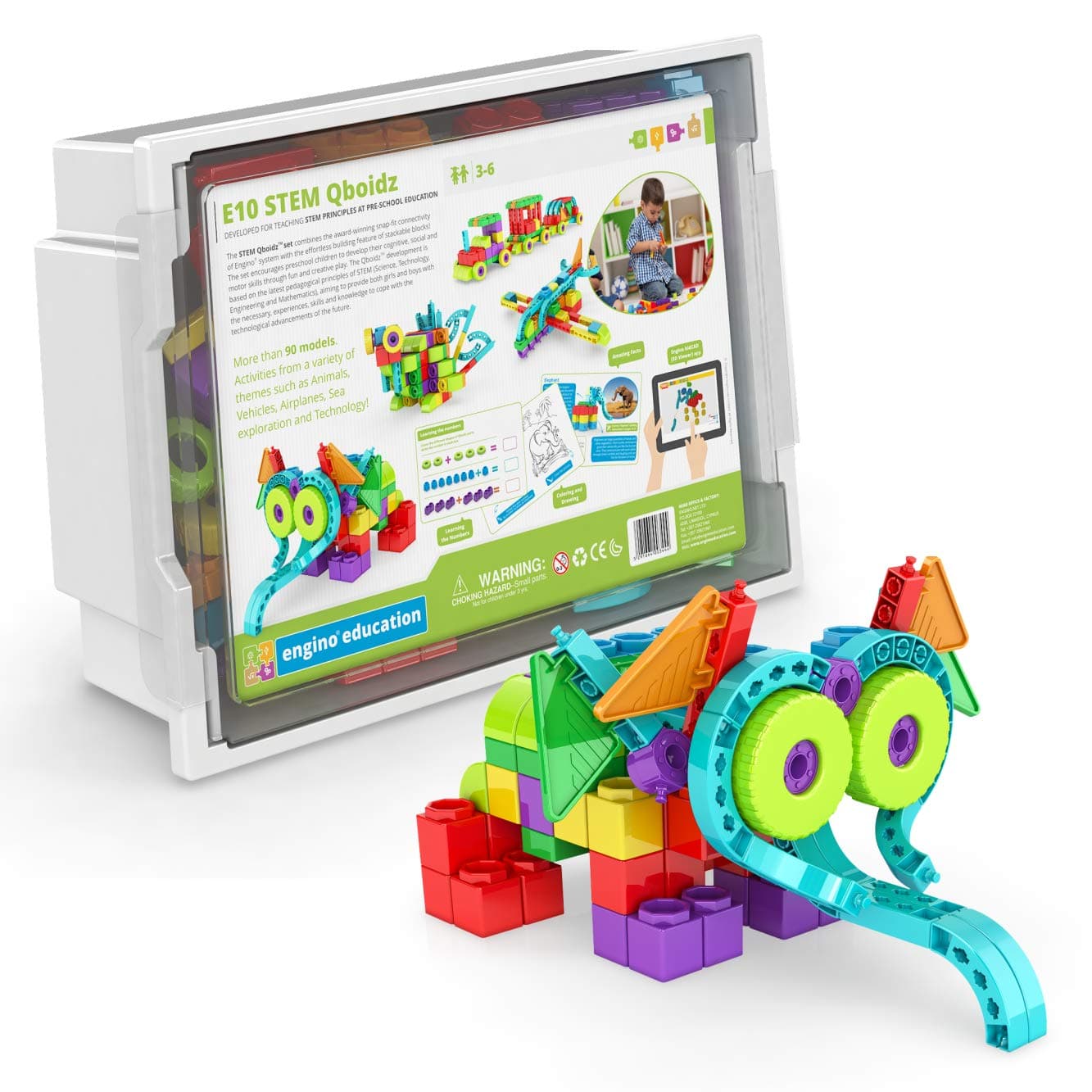 Engino - Classroom & Makerspace Solutions | STEM Qboidz Set - STEM Learning Activities - Stackable Blocks (90 Model Options) | Perfect for Home Learning, Multi