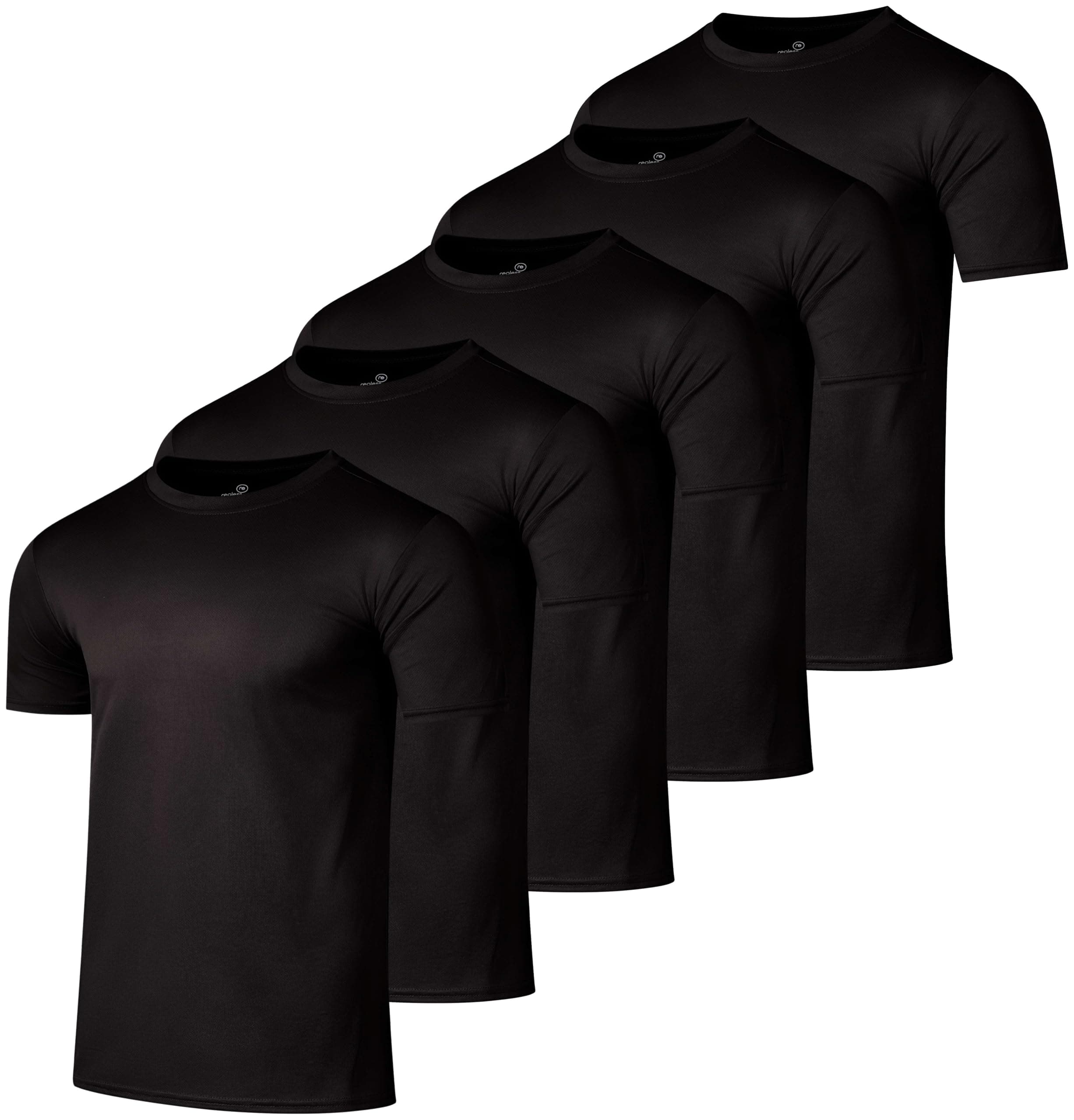 5 Pack: Men’s Mesh Performance Quick Dry Stretch Breathable Short Sleeve Tech Crew Shirt (Available in Big & Tall)