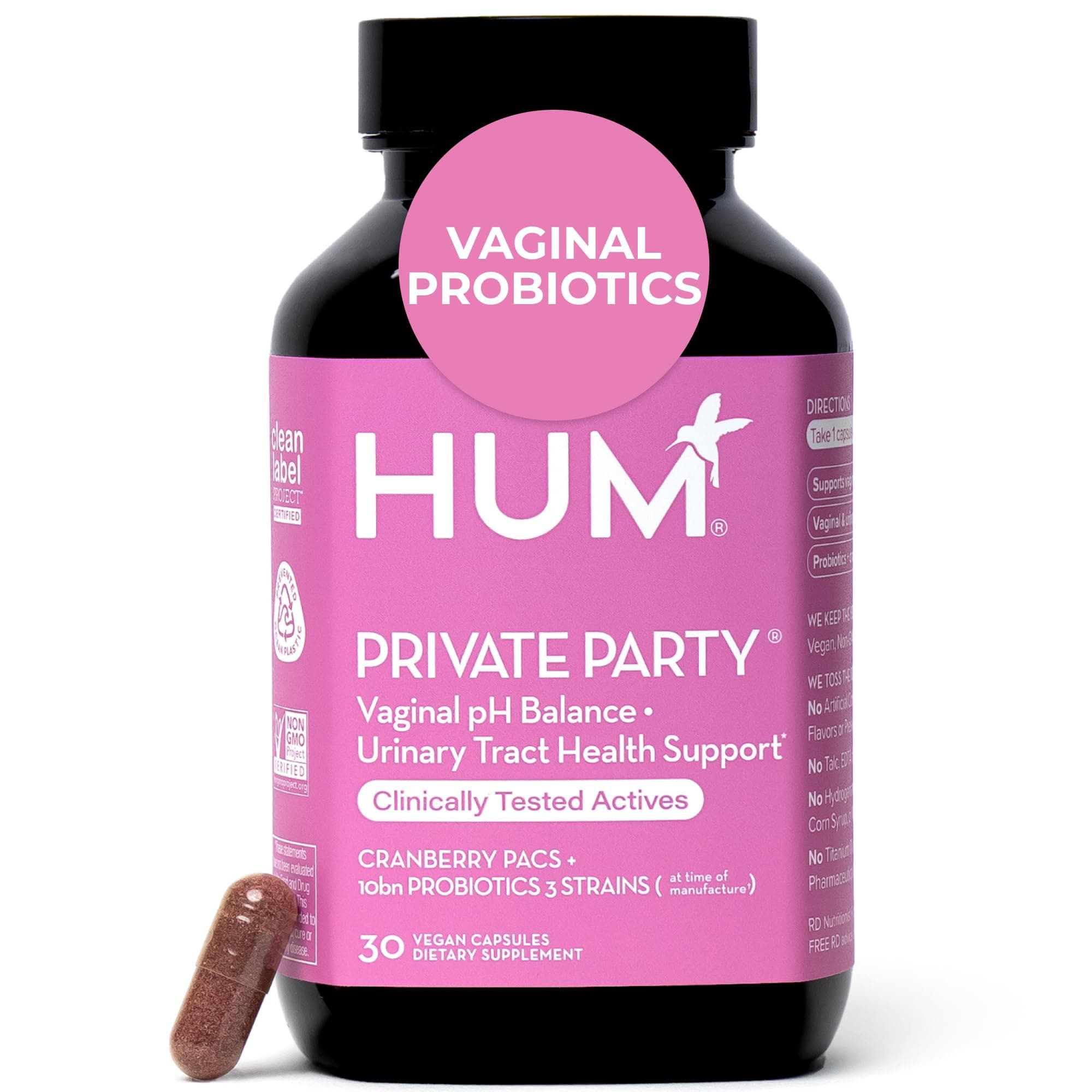 Nutrition Women's Private Party Supports Healthy Vaginal pH and Urinary Tract Health Vegan Oral Cranberry Supplement and Probiotic -30 Capsules