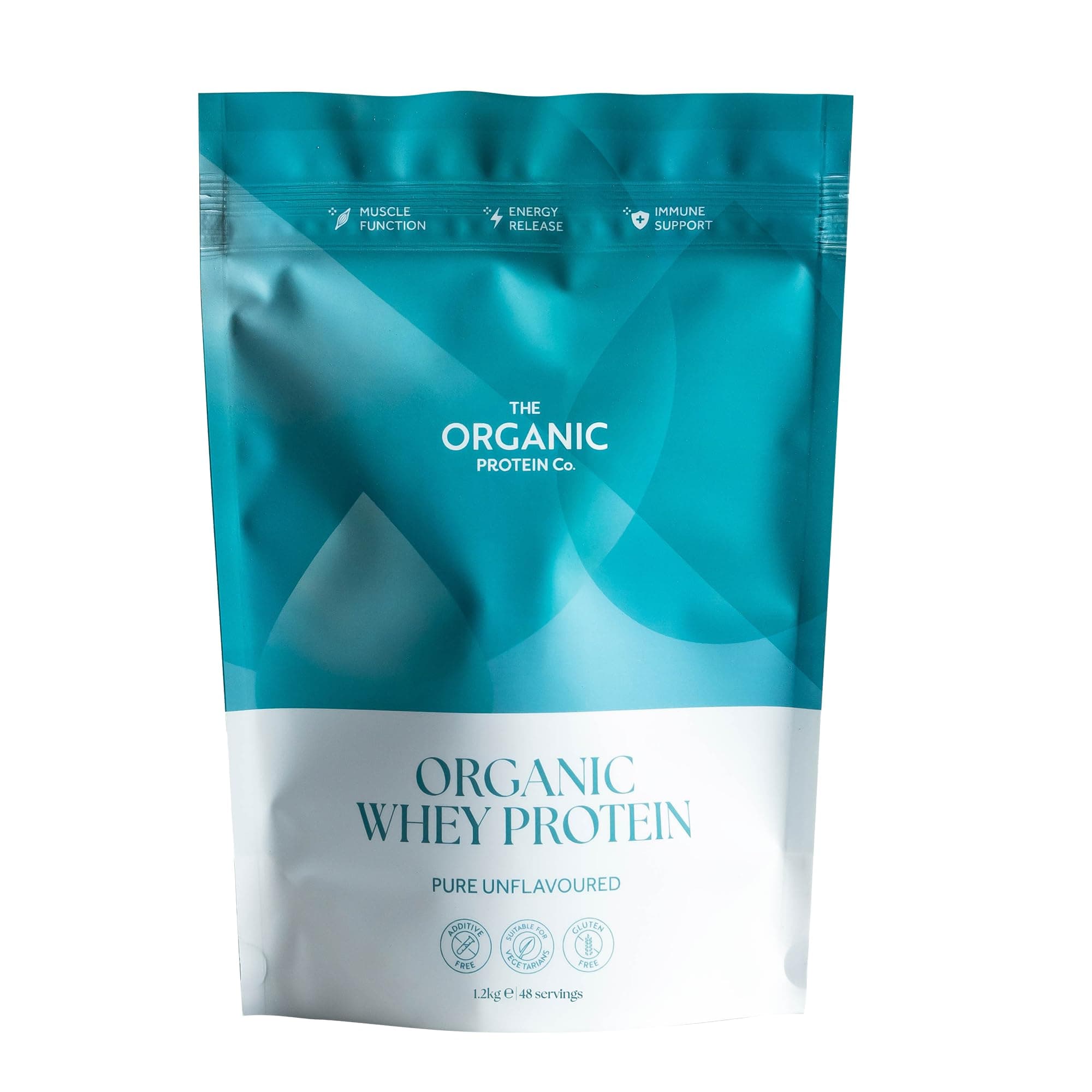 The Organic Protein Co. - Pure Unflavoured Organic Whey Protein Powder | No Additives, Undenatured, Bioactive, UPF Free, No Emulsifiers, Primarily Grass Fed, Vegetarian, Gluten Free – 1.2kg