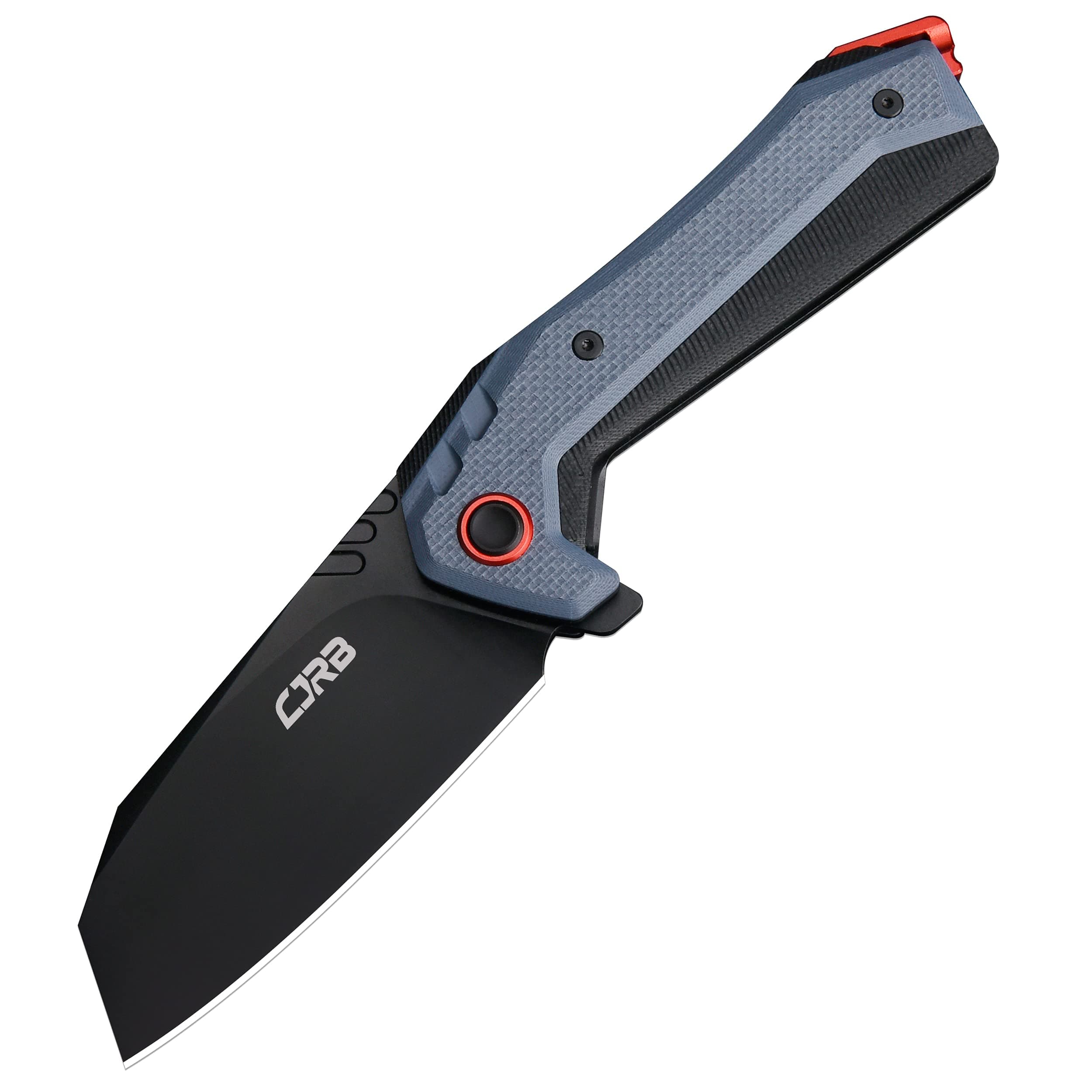 CJRB Tigris Tactical Knife, Pocket Knife with AR-RPM9 Steel Black PVD Blade Black & Blue G10 Handle for EDC Camping Hunting (J1919)