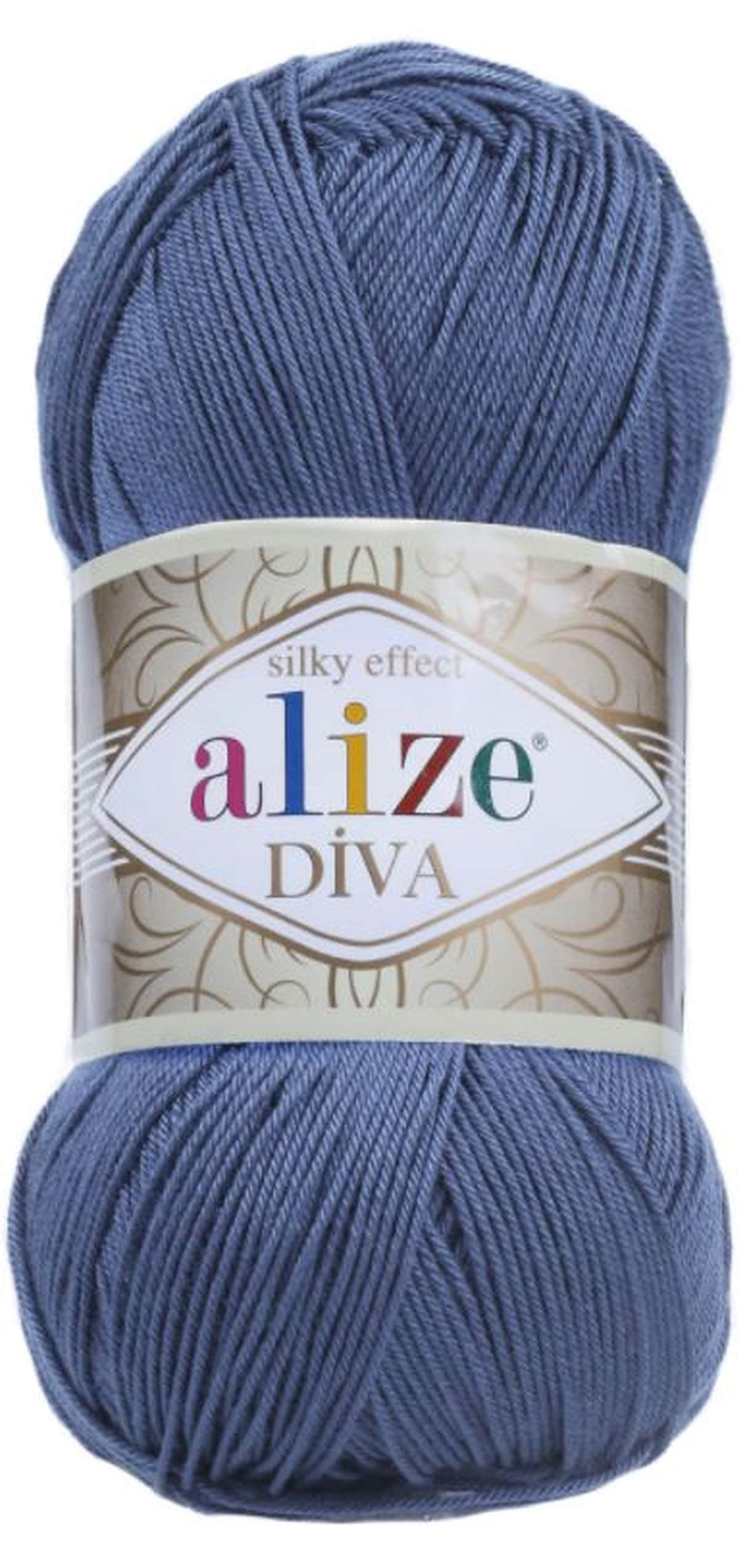 Diva Silk Effect 100% Microfiber Acrylic Yarn 1 Ball skeins 100gr 383yds Color (353 - Indigo)