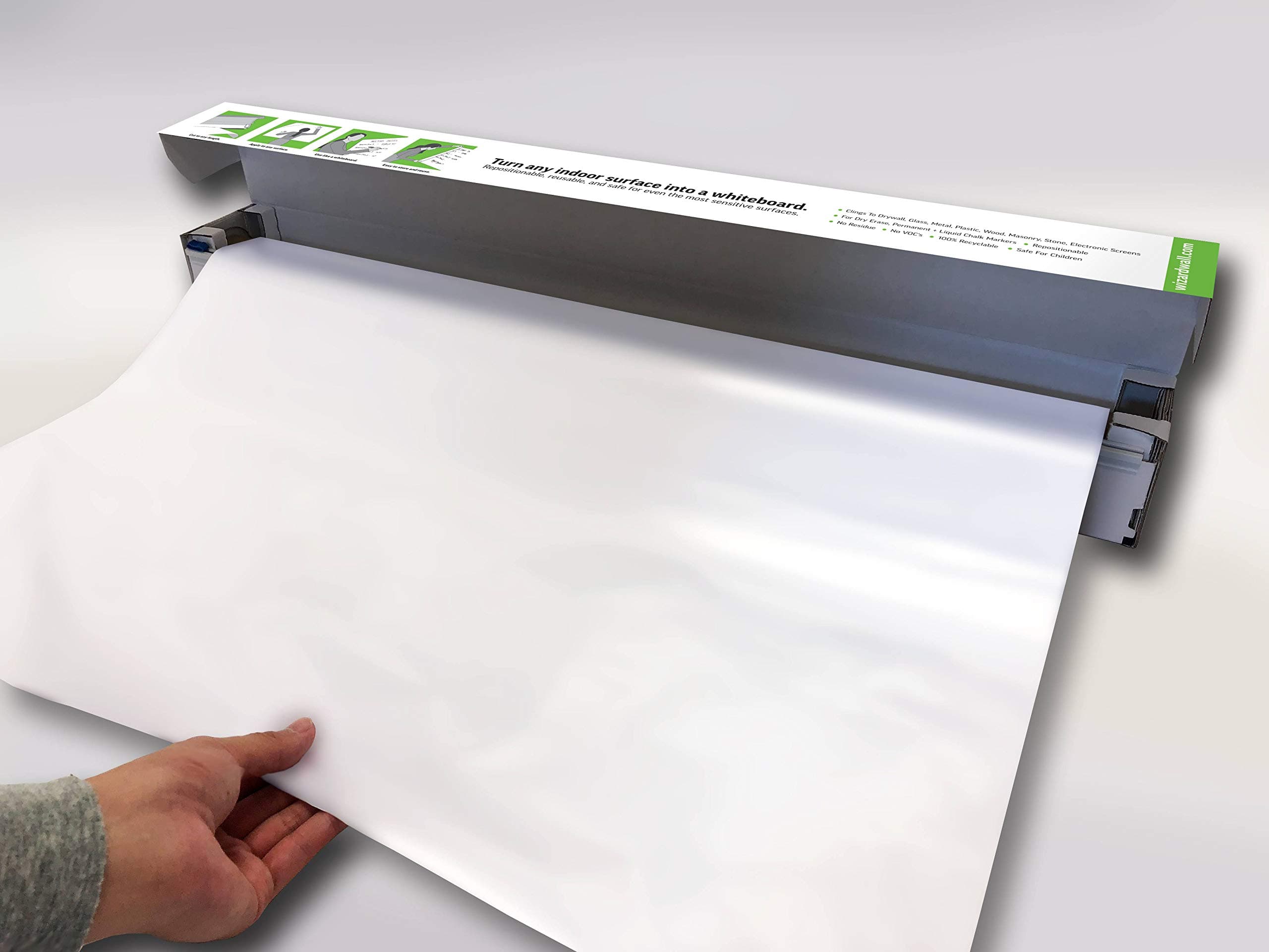 Wizard Wall Dry Erase, Reusable Static Cling Sheets System, 27.5" x 25', White (WZW-27525SBW)