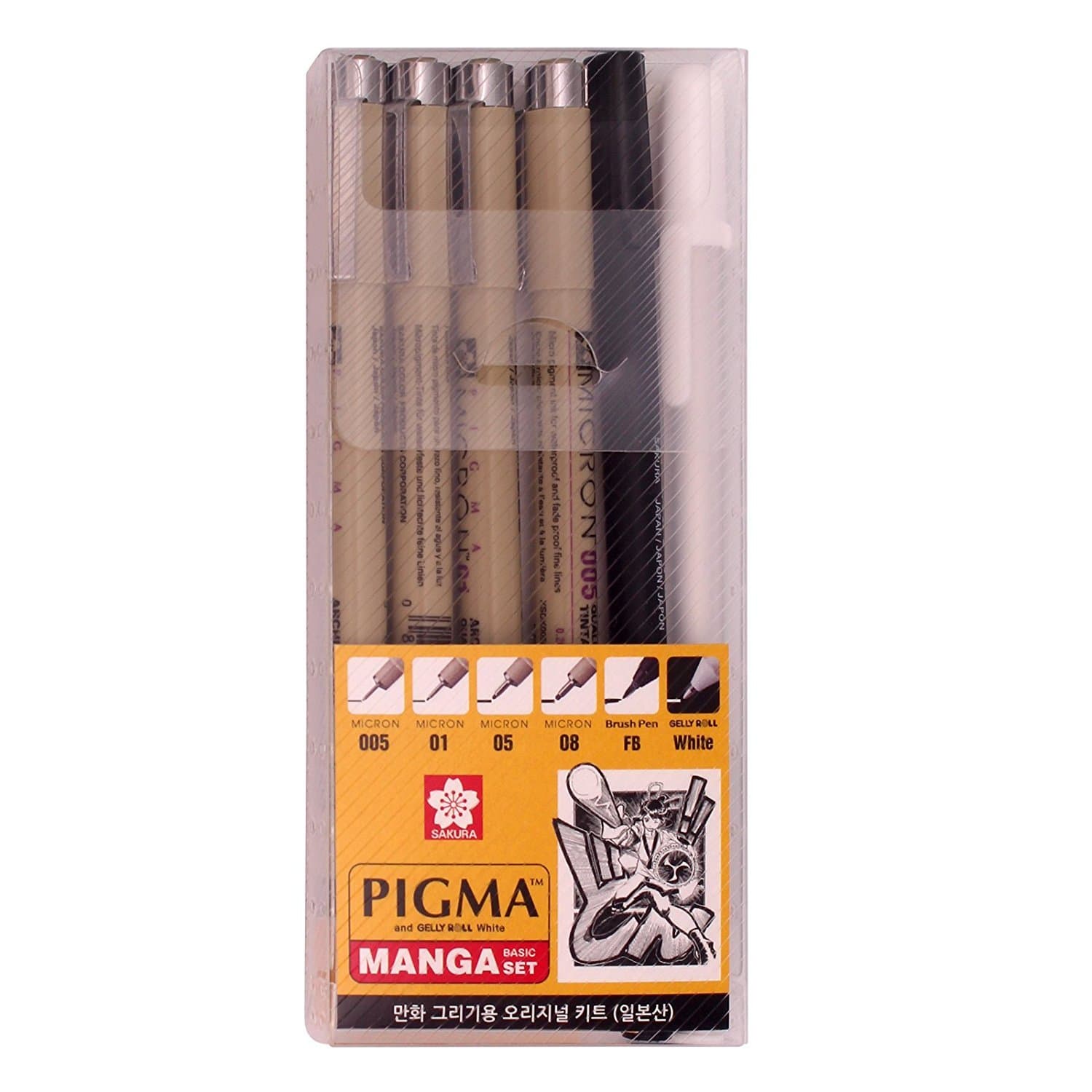 SAKURA Pm0606 Pigma Manga Basic Set (005, 01, 05, 08, FB, White)