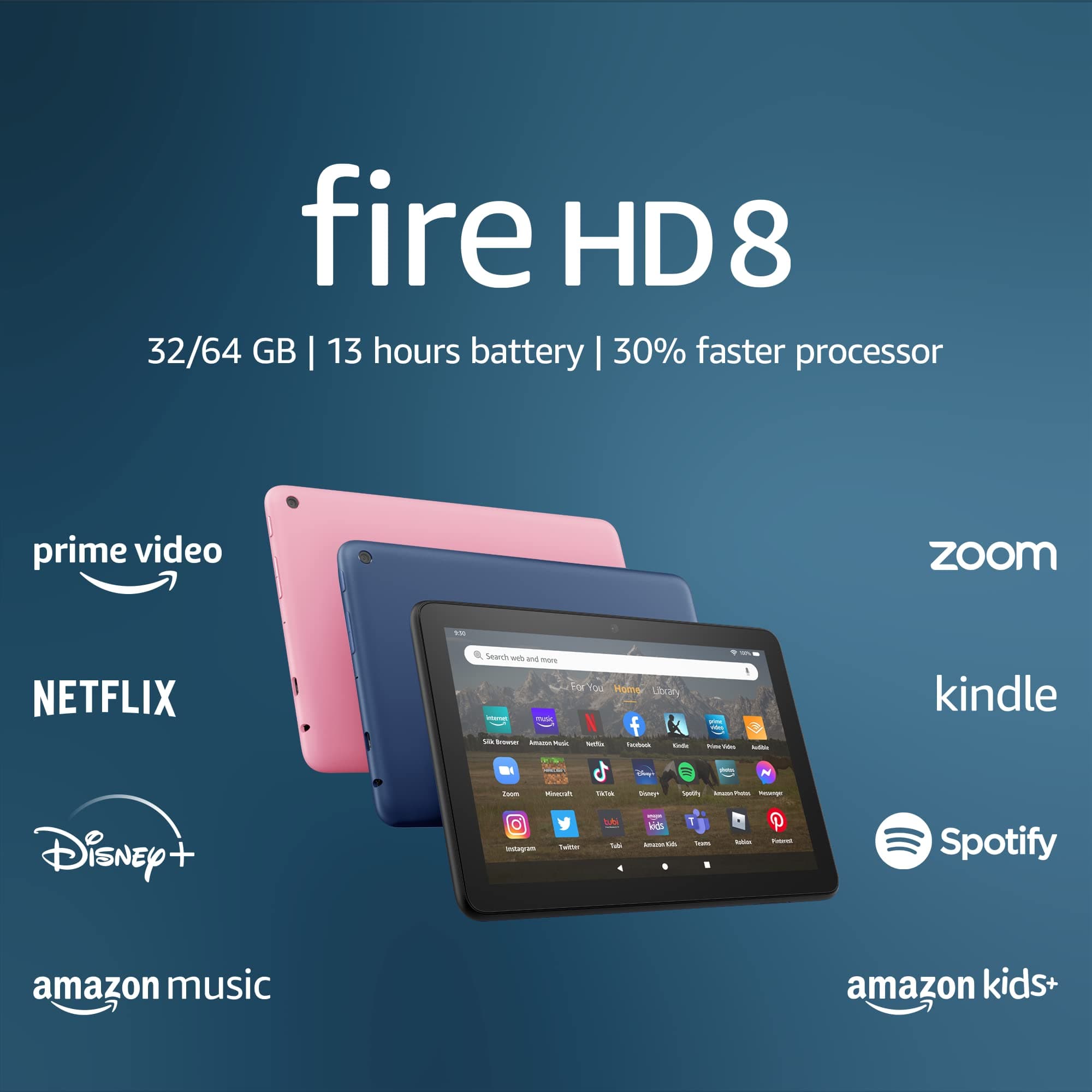 Like-New Amazon Fire HD 8 tablet, 8” HD Display, 64 GB, 30% faster processor, designed for portable entertainment, (2022 release), black
