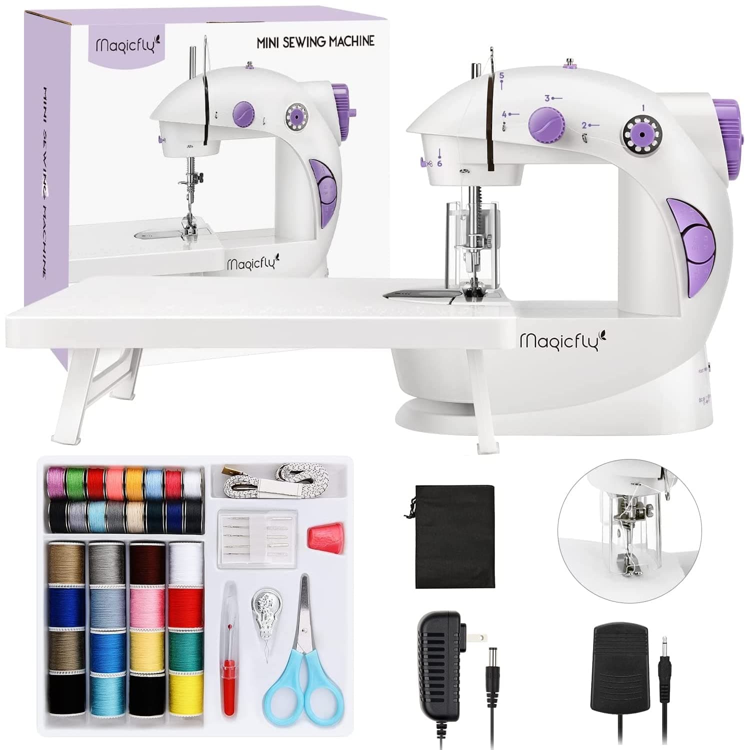 Magicfly Mini Portable Sewing Machine, Metal, White