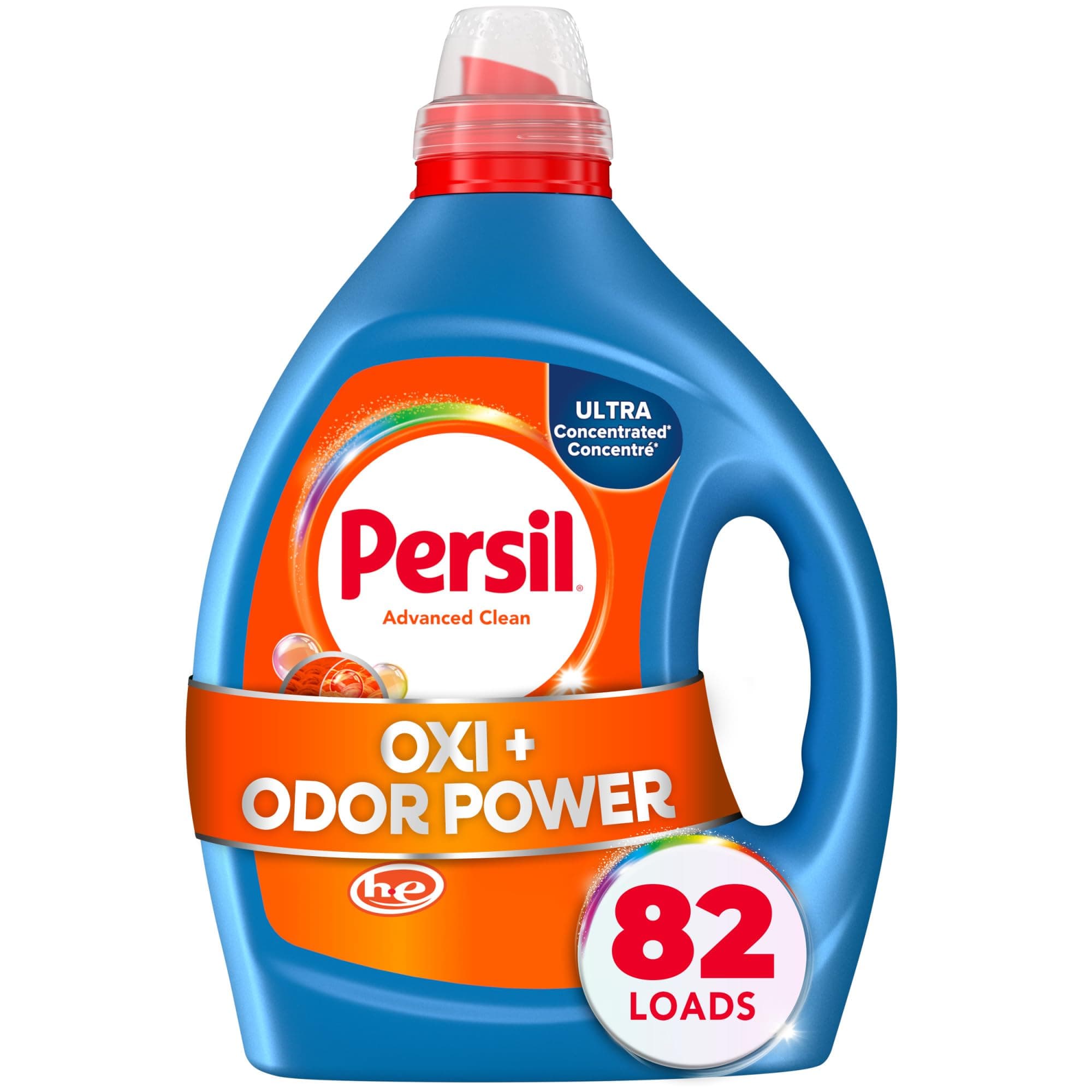 Persil Advanced Clean Oxi+Odor Power, Liquid Laundry Detergent, High Efficiency (HE), Deep Stain Removal, Ultra Concentrated, 82.5 fl oz, 82 Loads