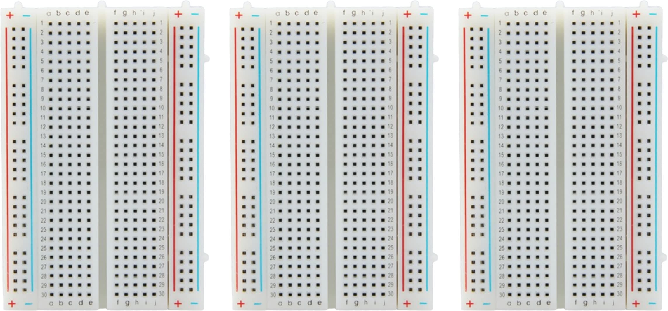 Half-Size Breadboard 400 Points for Arduino, ESP32, ESP8266, Raspberry Pi, 3 Pieces
