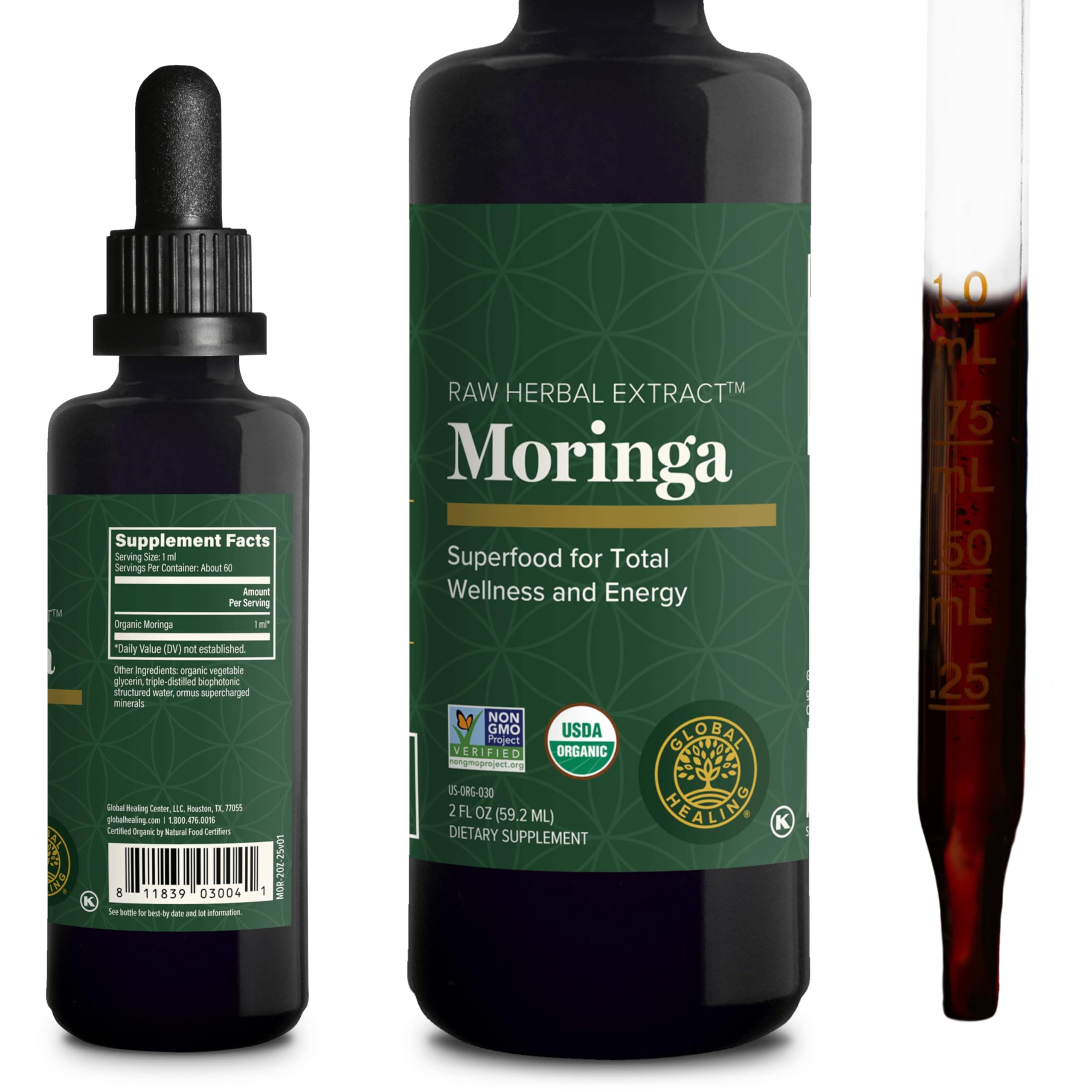 Global Healing Center Centre Organic Moringa Raw Herbal Extract 60ml