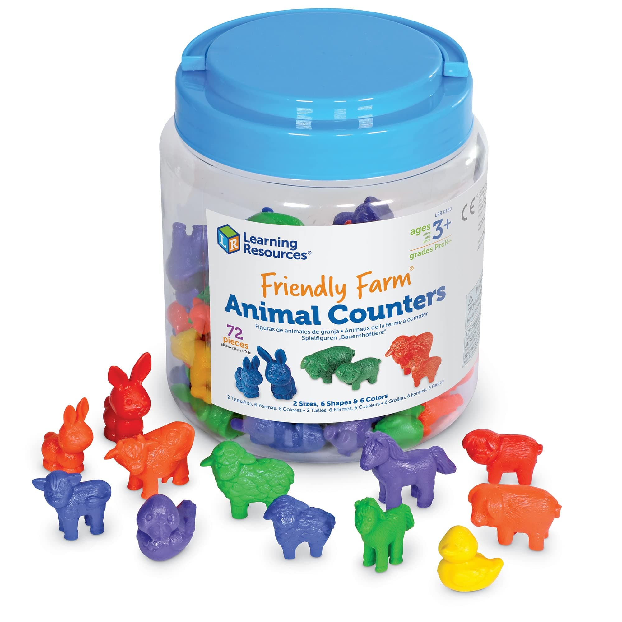 Friendly Farm Animal Counters, 72 pieces, Multi-color