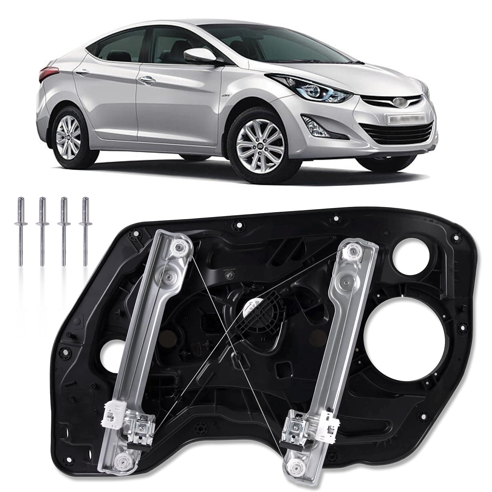 Window Regulator Driver Side Without Motor for Front Left Side Compatible with Hyundai Elantra 2011-2016 Sedan Only /- Replace 824713Y010 Power Window Regulator