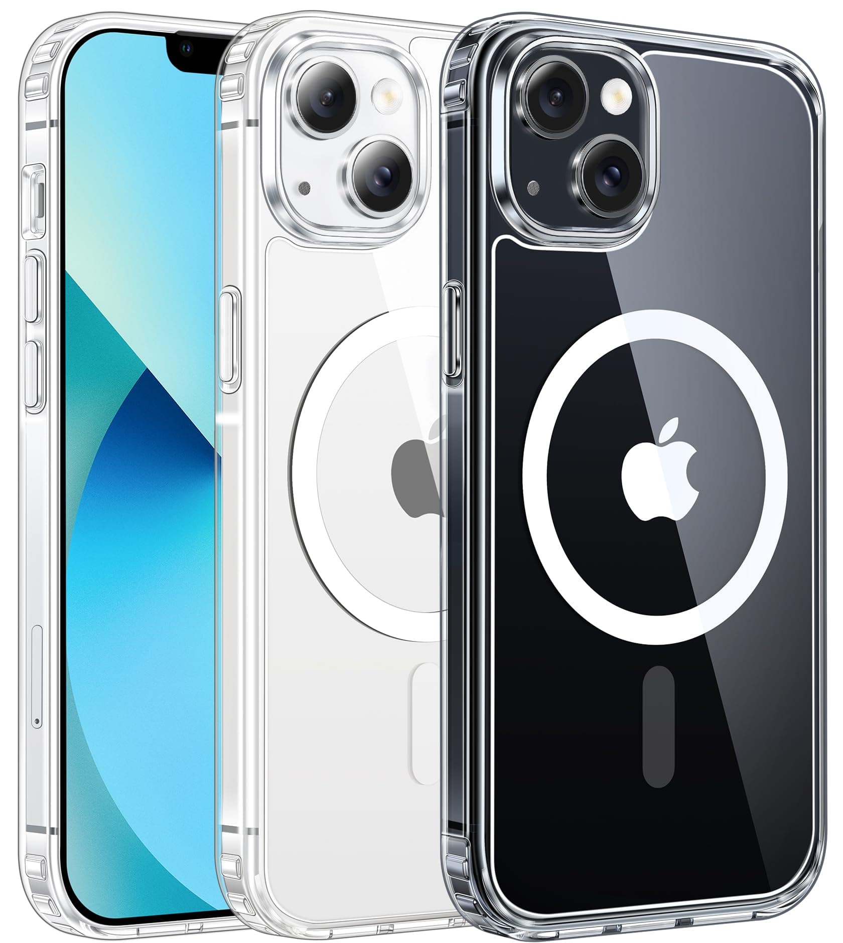 for iPhone 13 Mini Case: iPhone 12 Mini Case Clear Magnetic Phone Cases Compatible with Magsafe Slim Anti Yellowing Military Grade Drop Rugged Protective Transparent Cell Cover (A-Clear)