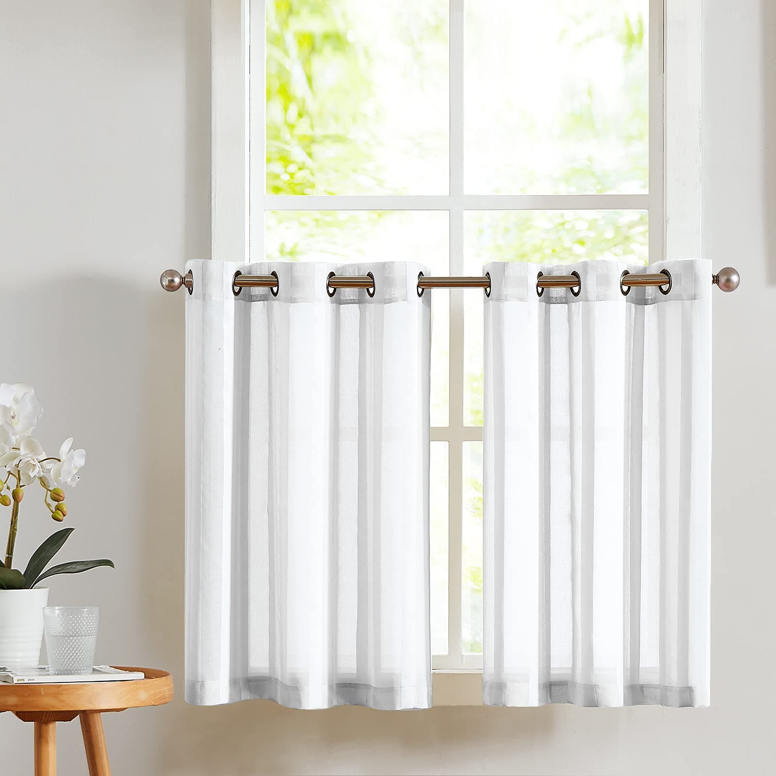 Stripe Sheer Kitchen Curtains