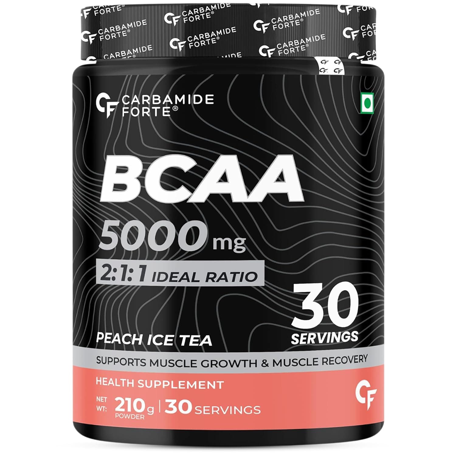 BCAA Powder 5000mg | BCAA Supplements For Women & Men | BCAA Pre Workout & Intra Workout Supplement 7g Serving with Ideal 2:1:1 Ratio | Peach Ice Tea Flavor - 210g