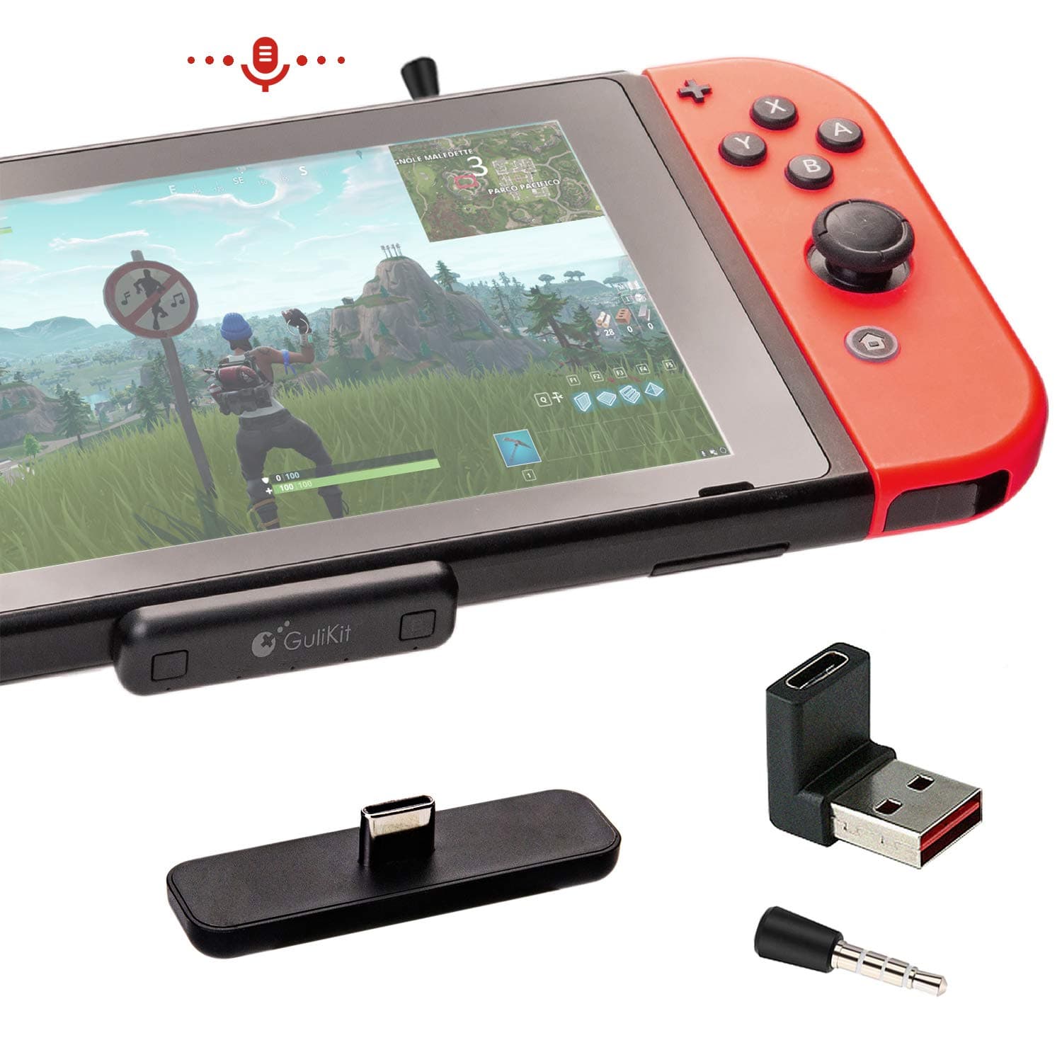 GuliKit Route Air Pro Bluetooth Adapter for Nintendo Switch/Switch OLED/Switch Lite PS4 PC, Bluetooth Wireless Audio Transmitter with aptX LL, Support in-Game Voice Chat, Connect Bluetooth Headphones