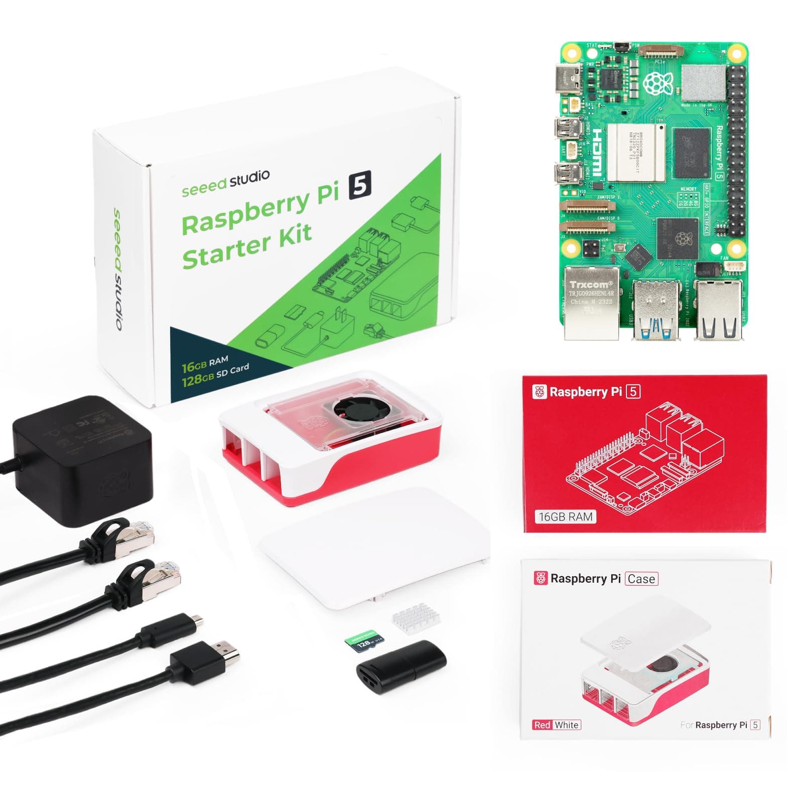 Raspberry Pi 5 Starter Kit - 16GB RAM，128GB Micro SD Card pre-Loaded with 64-bit Raspberry Pi OS