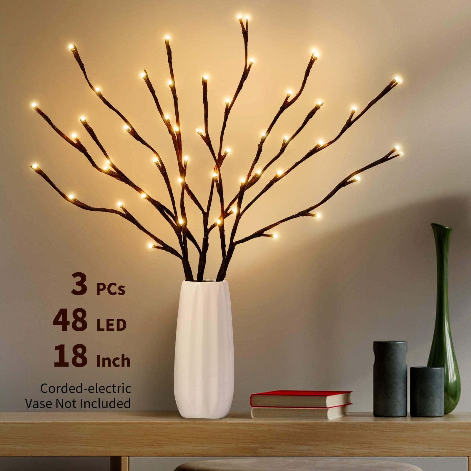 Pre-Lit LED Decorative Silver Birch Tree, Standing with Warm White Glow for Indoor Use (36 LED 60cm Silver Birch Tree)