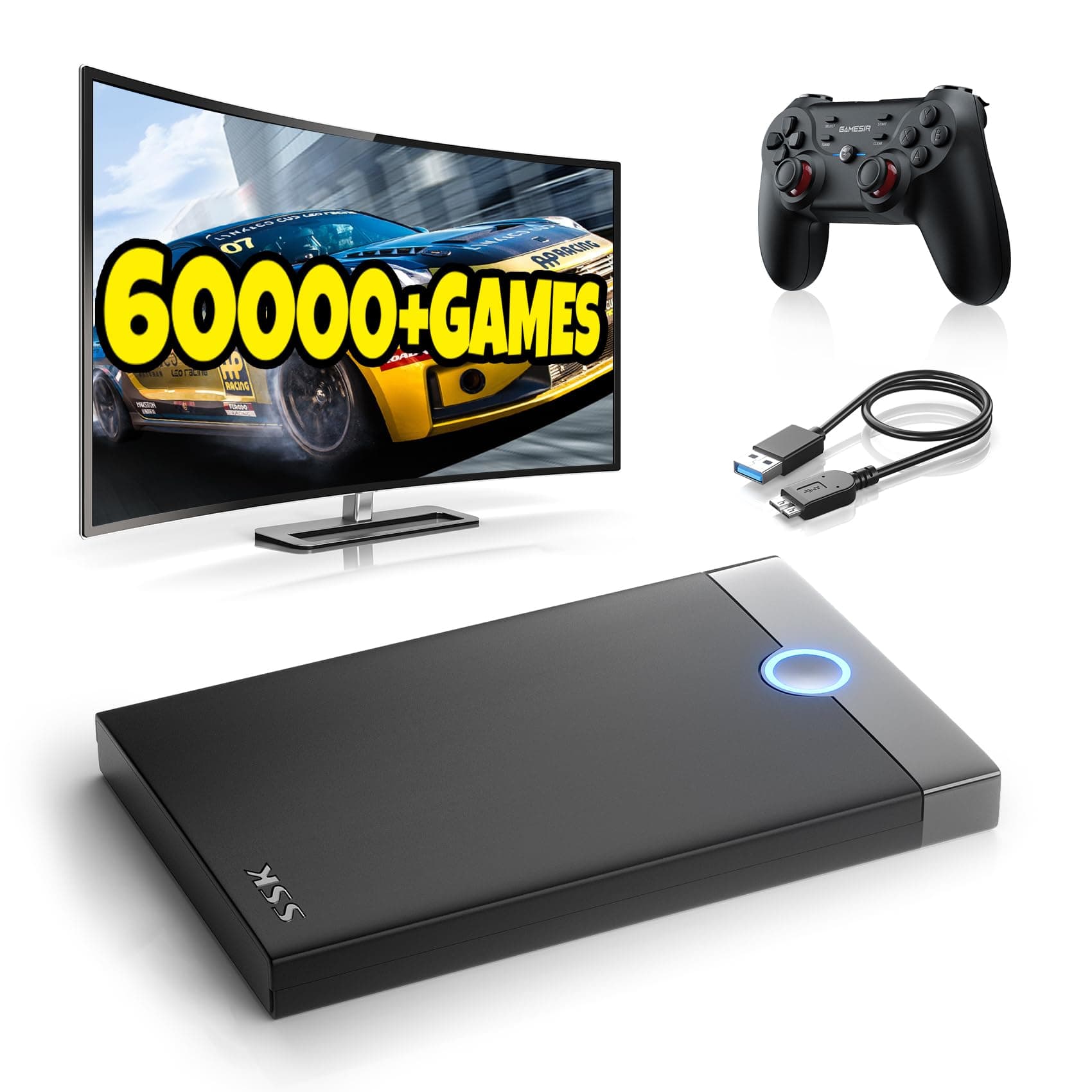 Retro Game Console Retroplay HDD - Plug & Play Emulator Console Built in 60000+ Video Games,Compatible 70+ Emulators,External Gaming Hard Drive