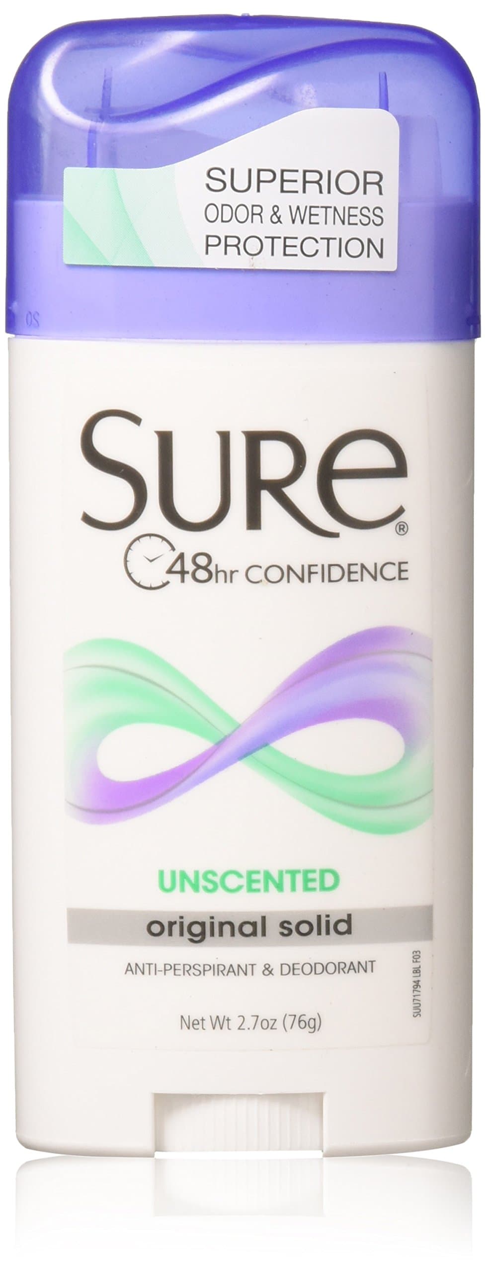 Sure Original Solid Antiperspirant Deodorant Unscented, 2.8 oz (76 g) Parallel Import Item