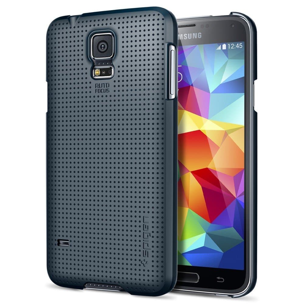 Galaxy S5 Case, Spigen [+Screen Shield] Samsung Galaxy S5 Case Slim [Ultra Fit] [Metal Slate] Full HD Japanese Screen Protecto